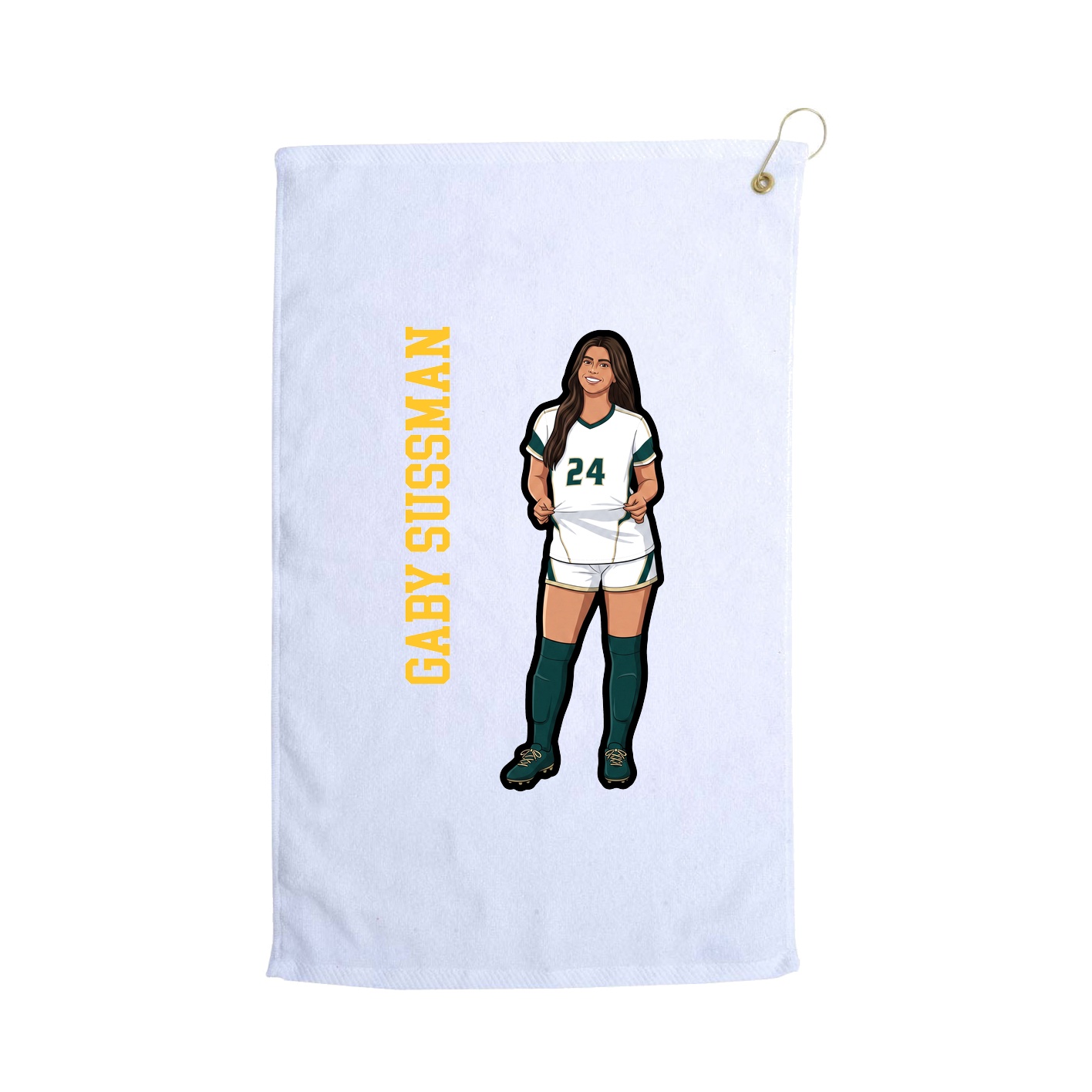 Golf Towel — Name Vertical in White