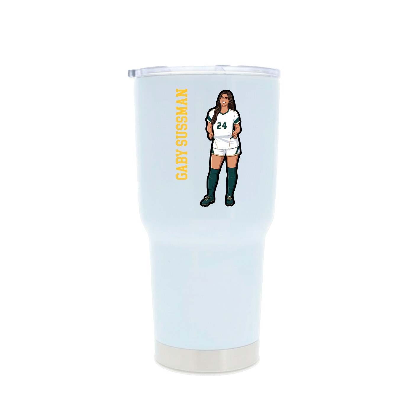 30oz Stainless Steel Tumbler — Name Vertical in White