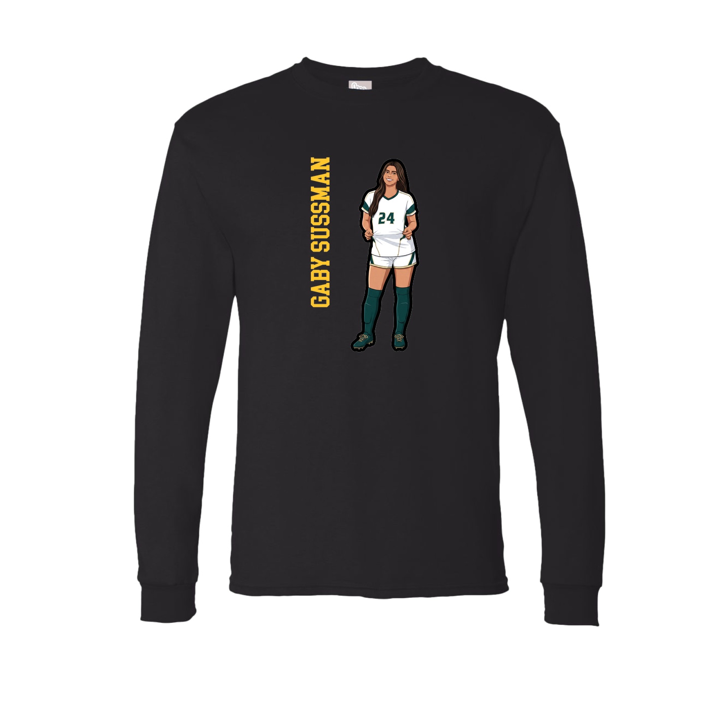 Long Sleeve Tee — Name Vertical in Black