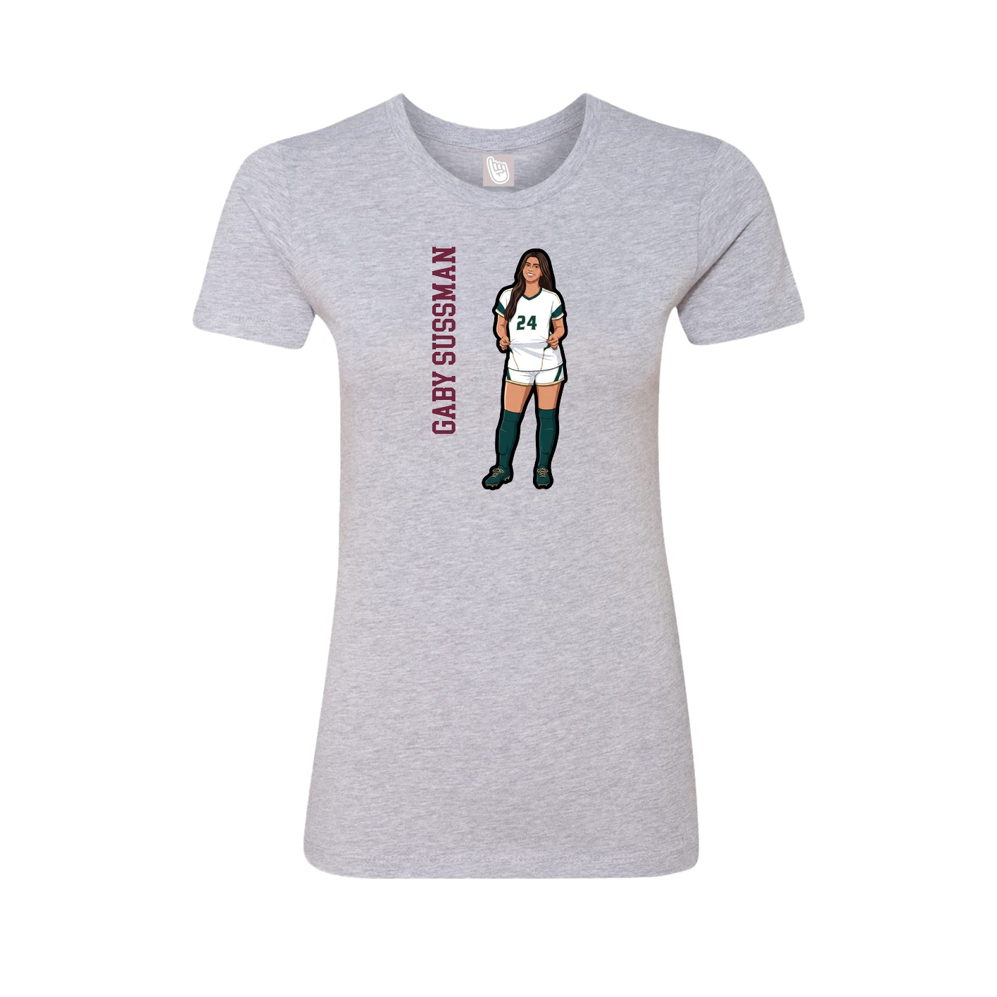 Fitted Women's Tee — Name Vertical in Grey