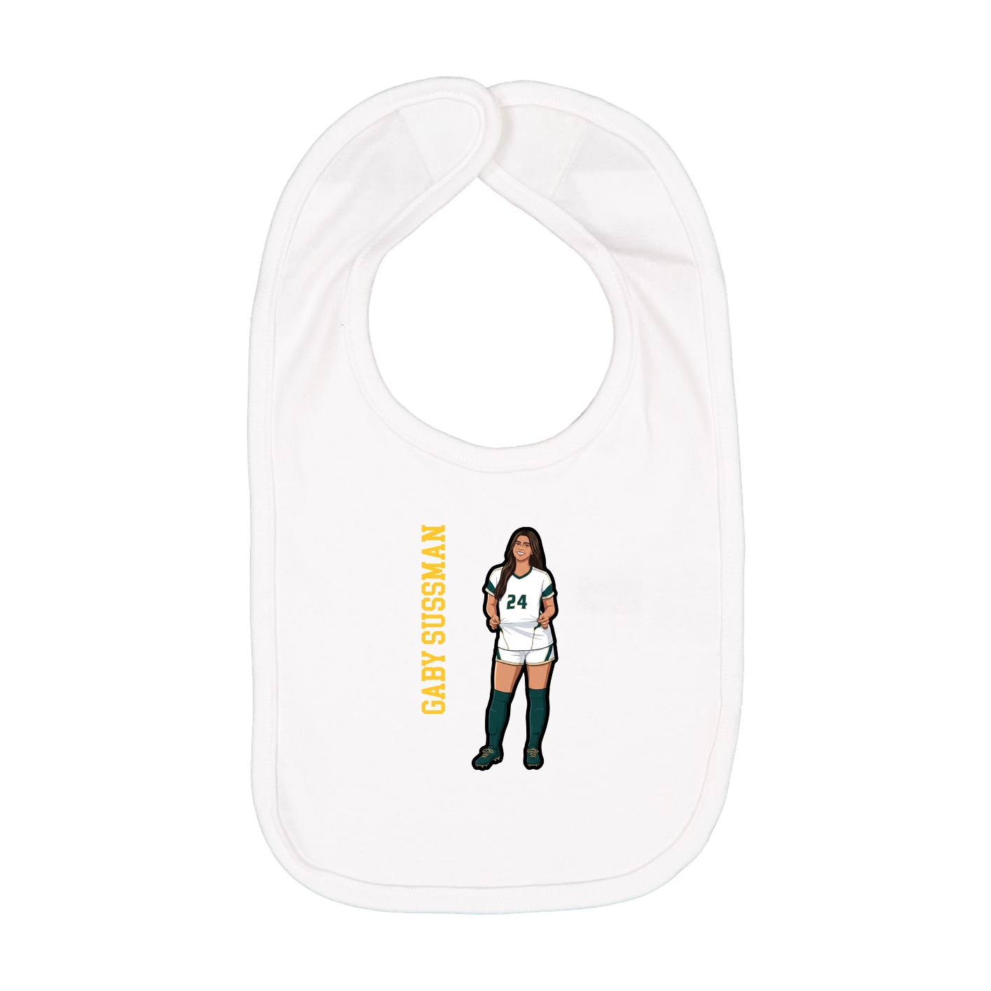 Infant Bib — Name Vertical in White