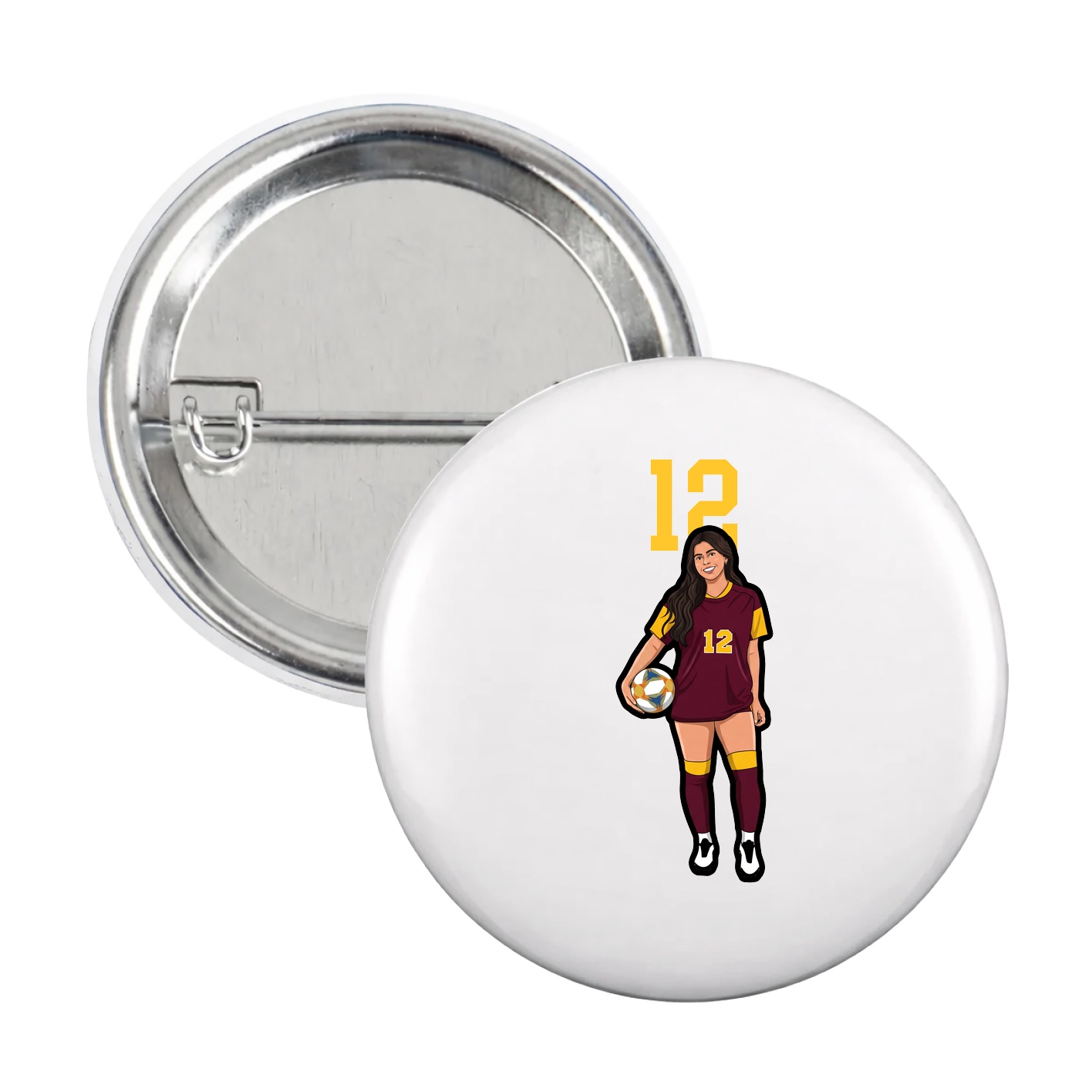 Game Day Button — Number Top in White