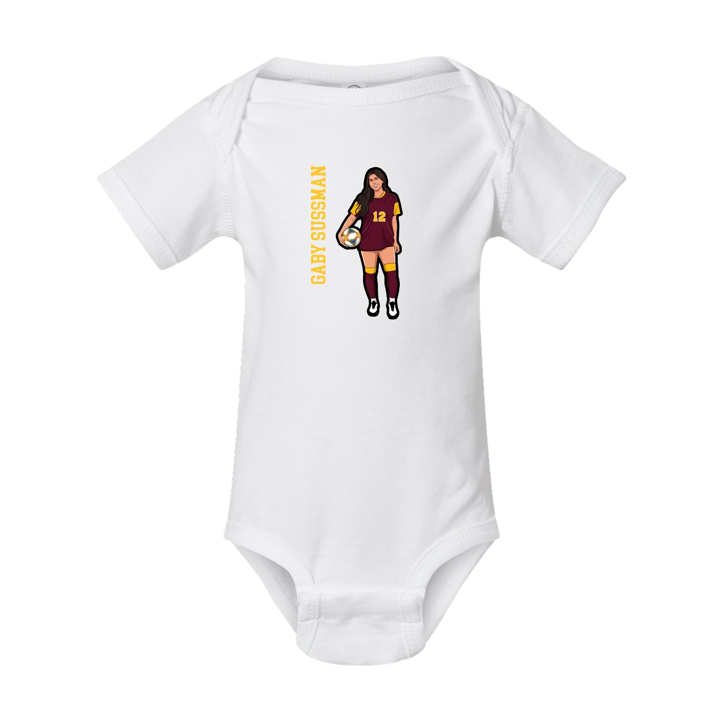 Baby Onesie — Name Vertical in White