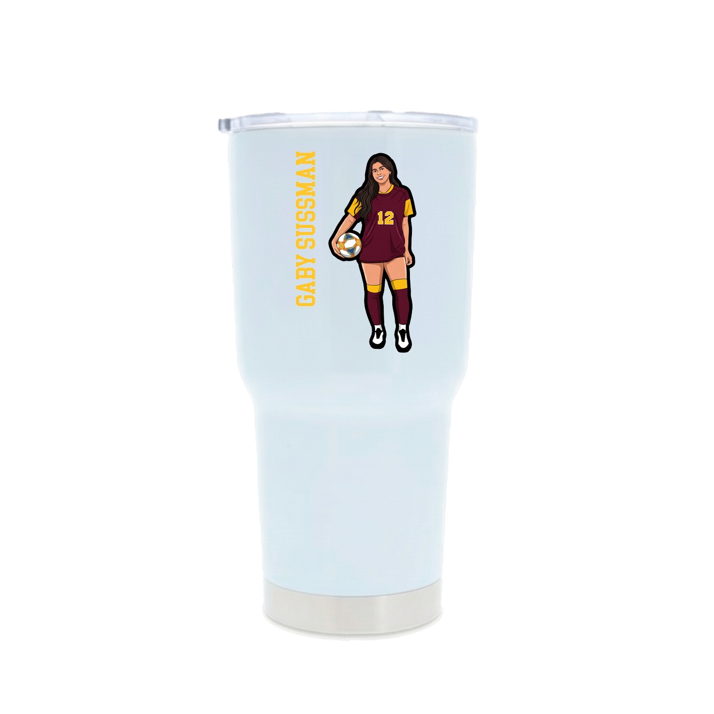 30oz Stainless Steel Tumbler — Name Vertical in White