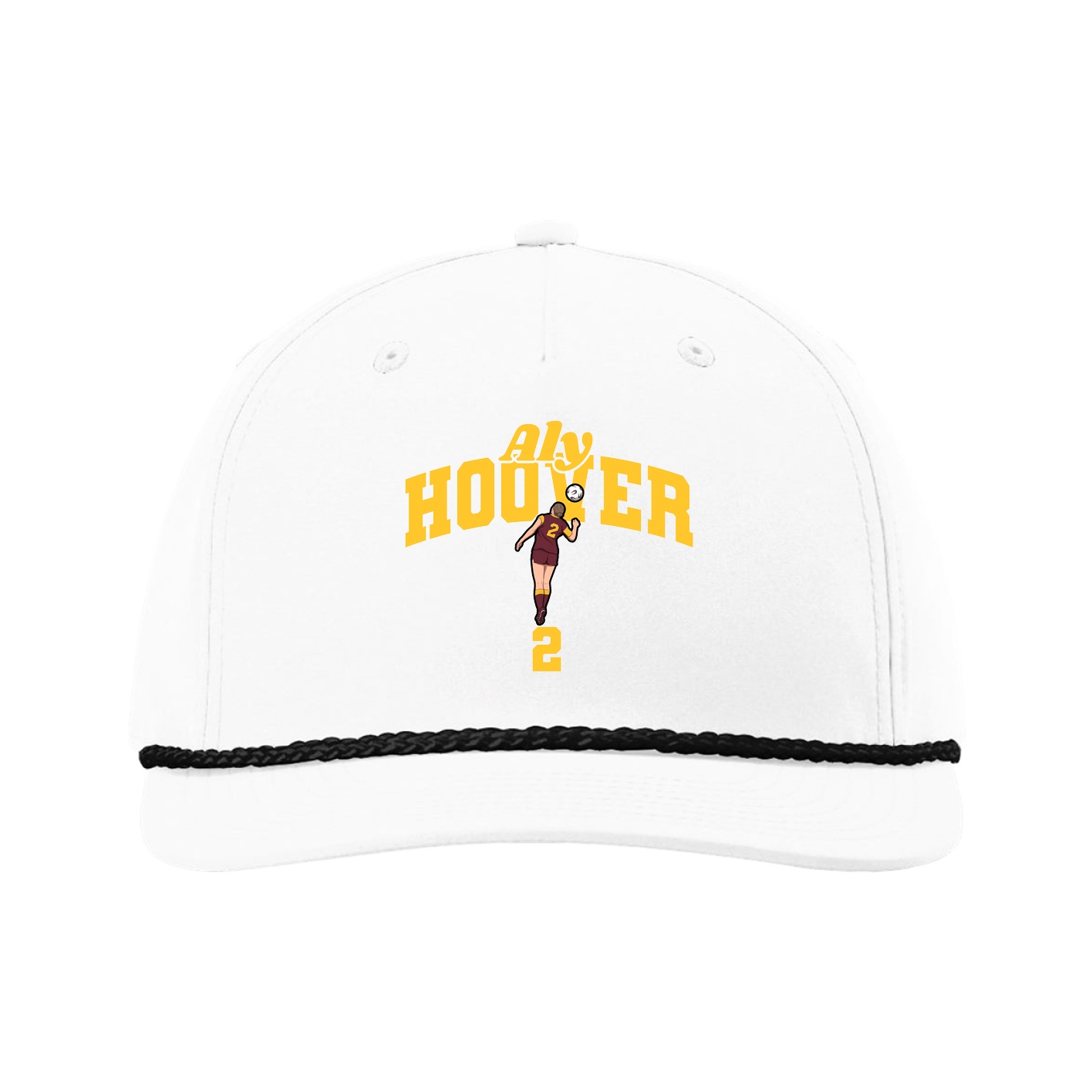 Five-Panel Classic Rope Cap — Signature Arch in White