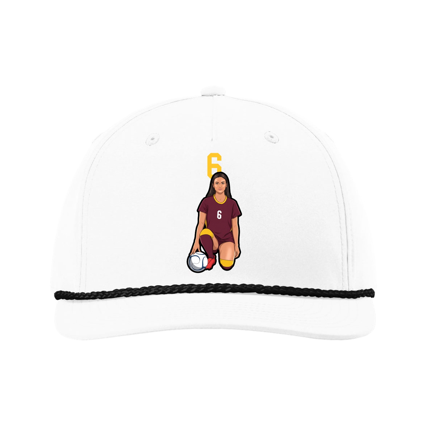 Five-Panel Classic Rope Cap — Number Top in White
