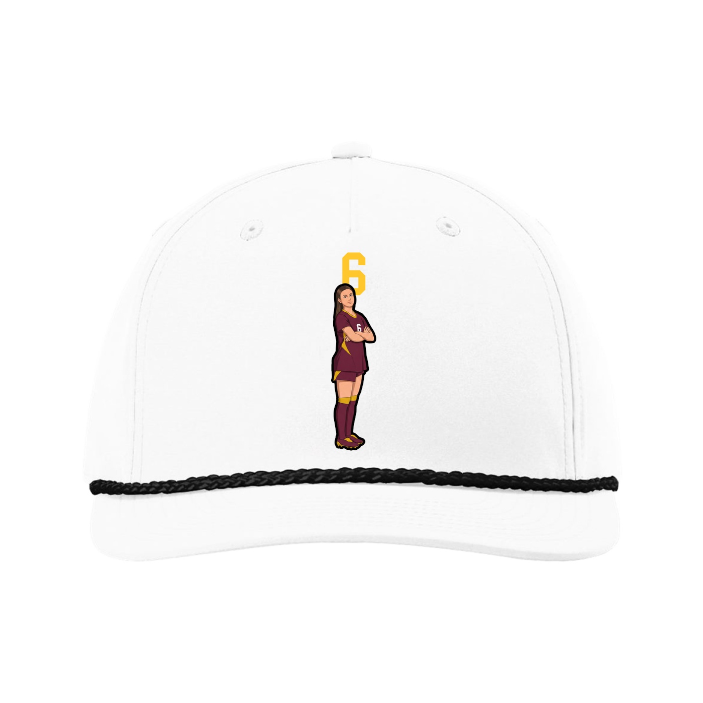 Five-Panel Classic Rope Cap — Number Top in White