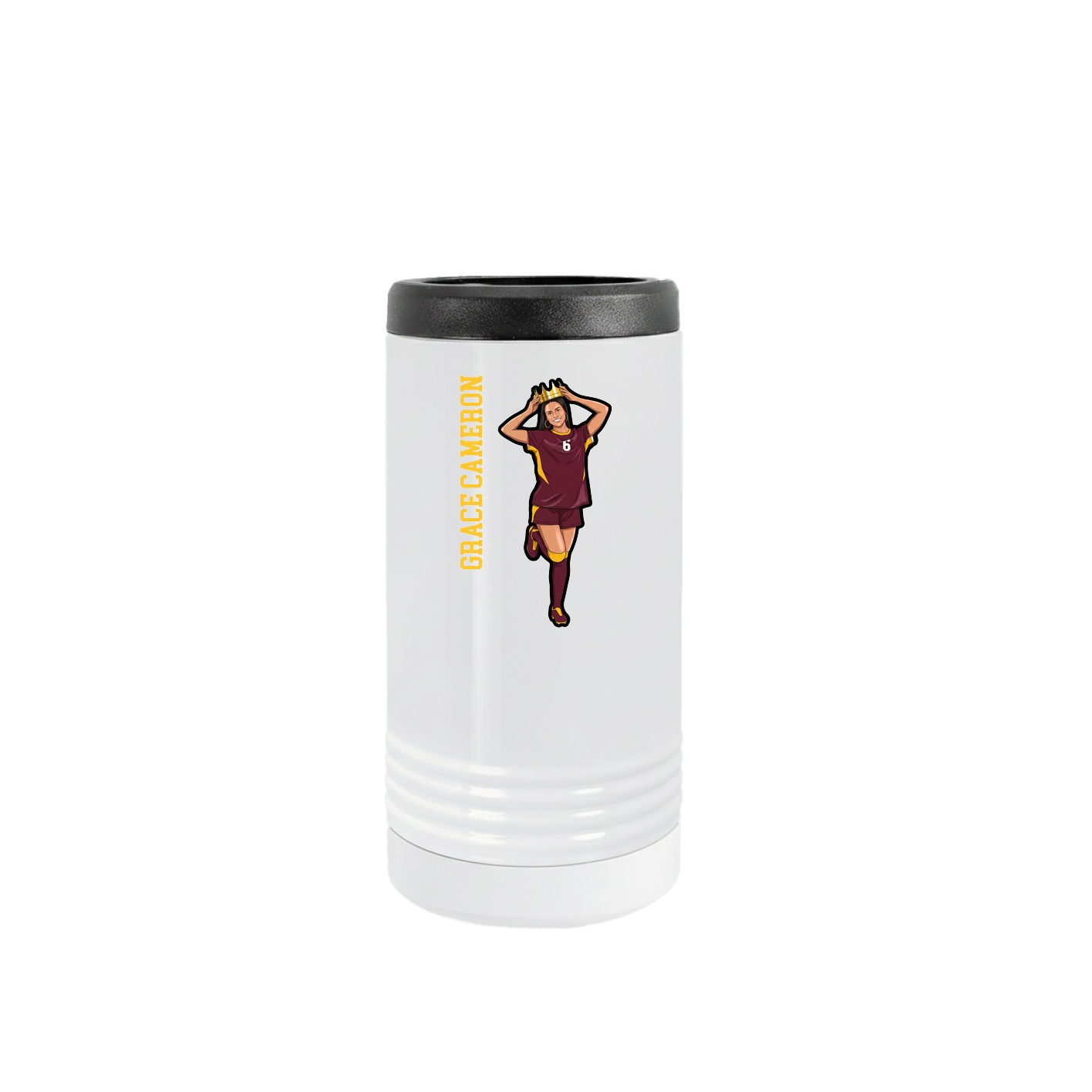 Slim Beverage Holder — Name Vertical in White