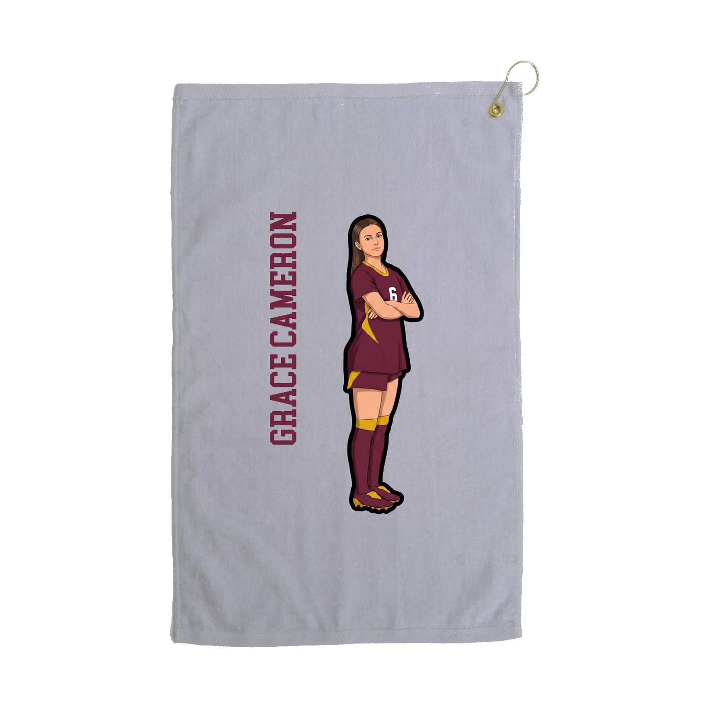 Golf Towel — Name Vertical in Grey