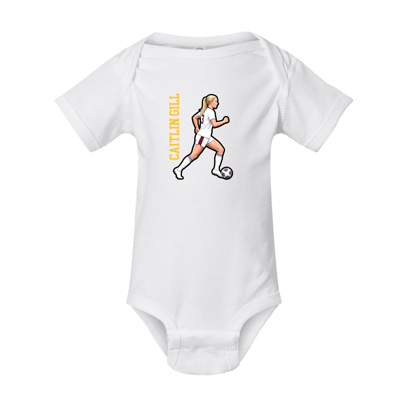 Baby Onesie — Name Vertical in White
