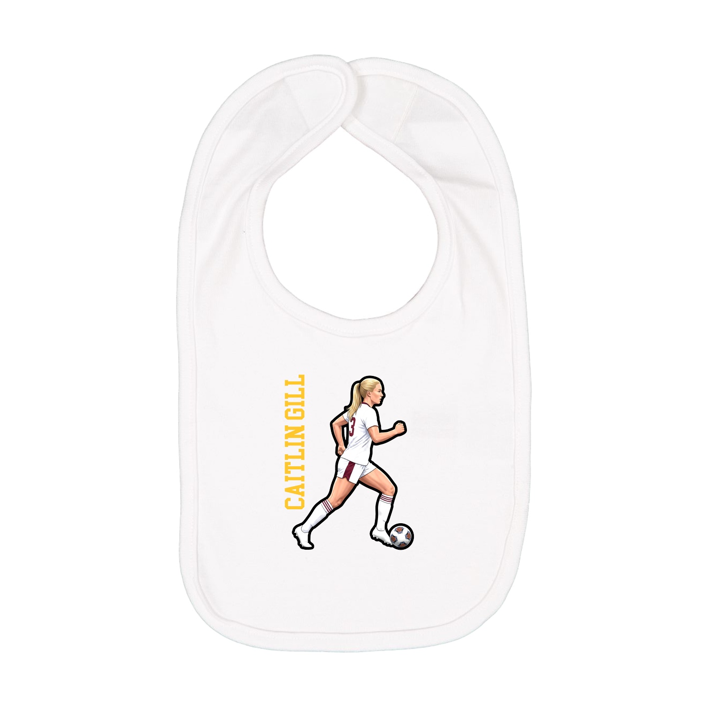 Infant Bib — Name Vertical in White