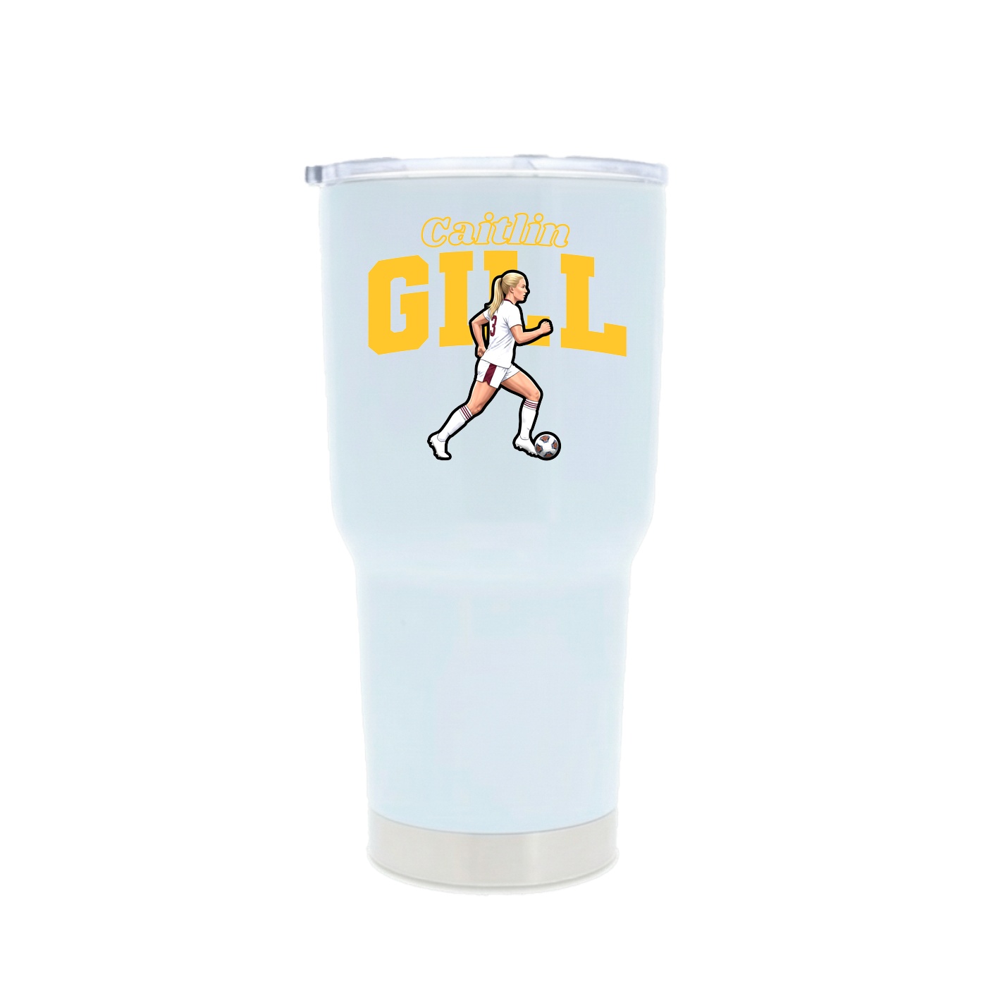 30oz Stainless Steel Tumbler — Name Arch in White