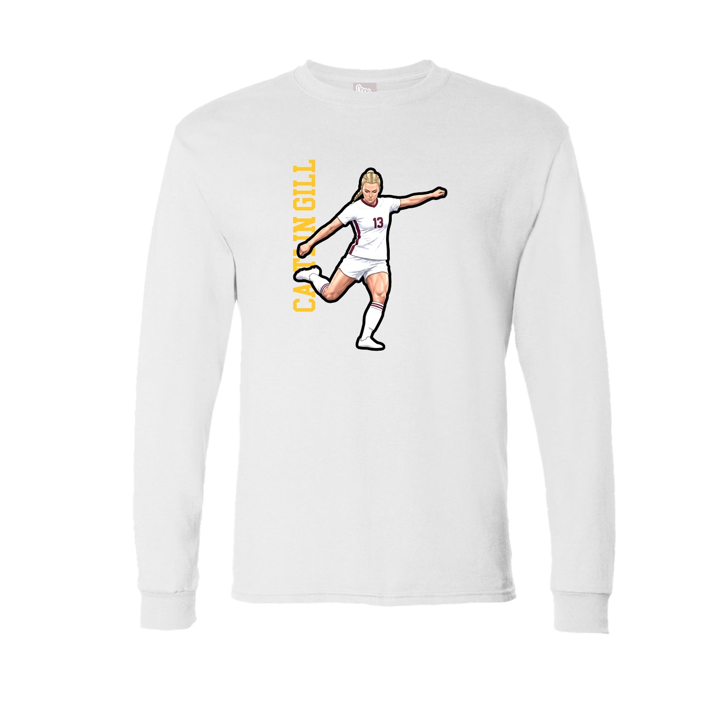 Long Sleeve Tee — Name Vertical in White