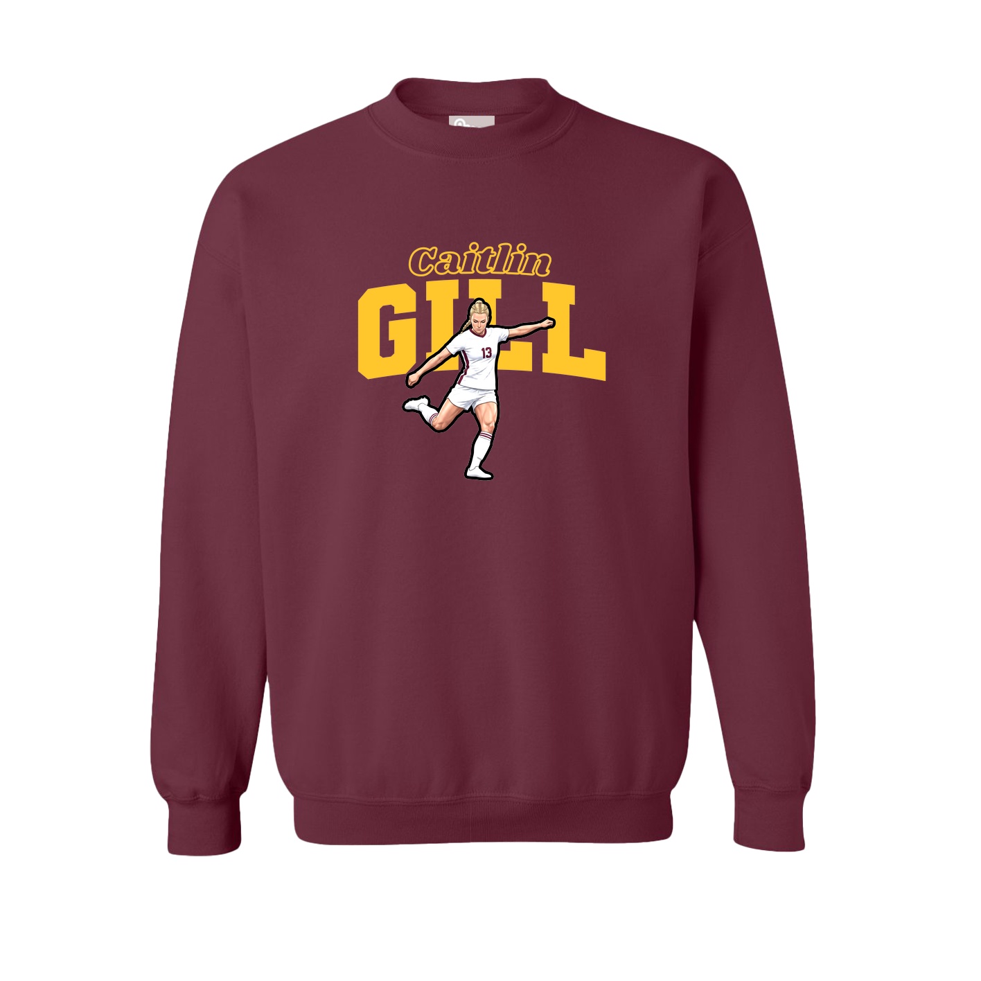 Fleece Crew — Name Arch in Maroon
