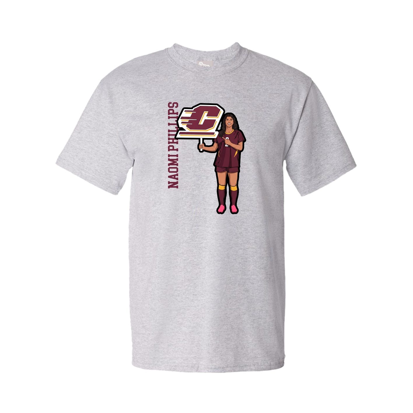 Tee — Name Vertical in Grey