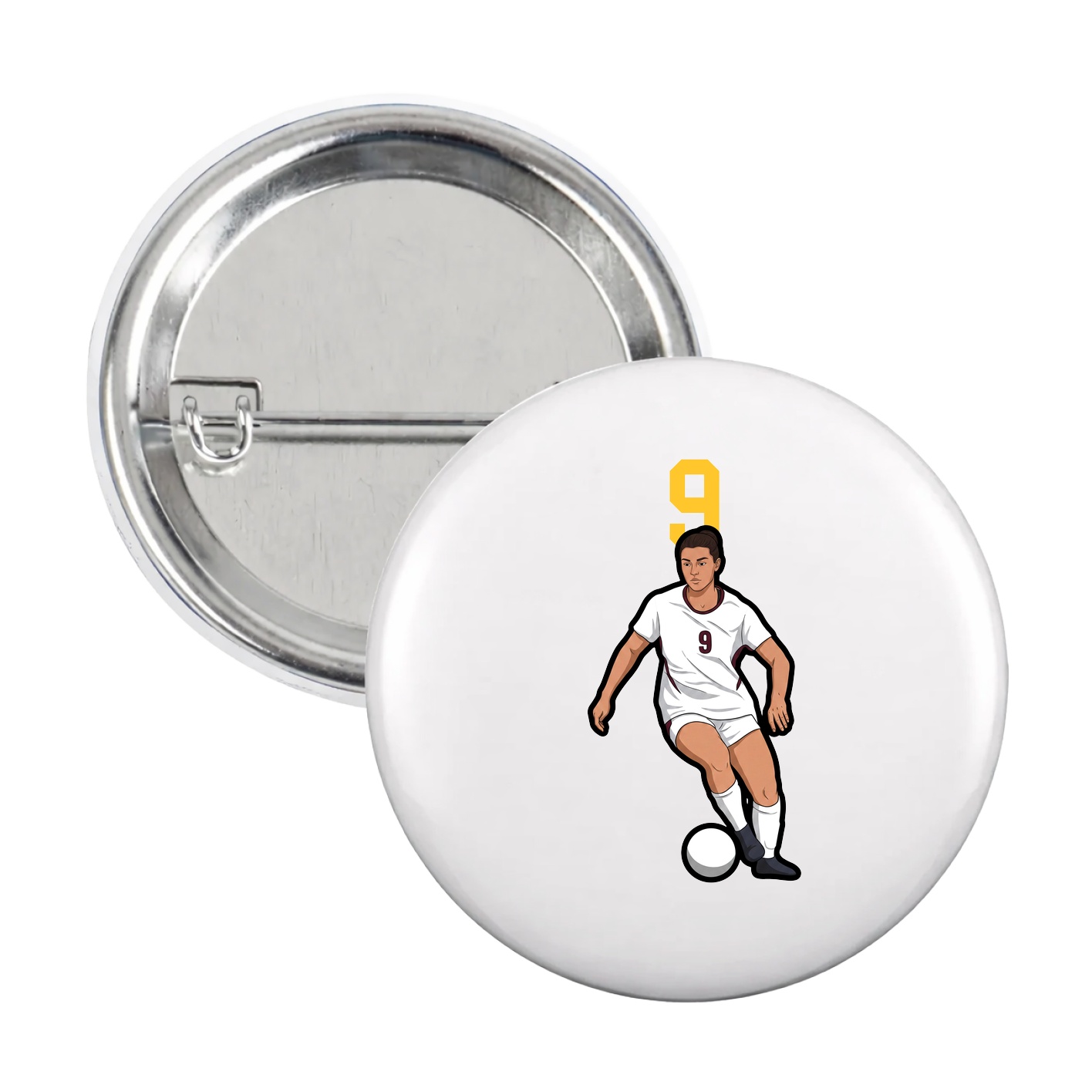 Game Day Button — Number Top in White