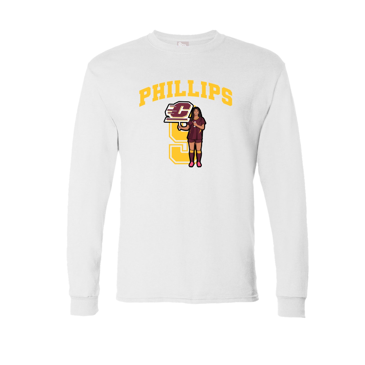 Long Sleeve Tee — Number in White