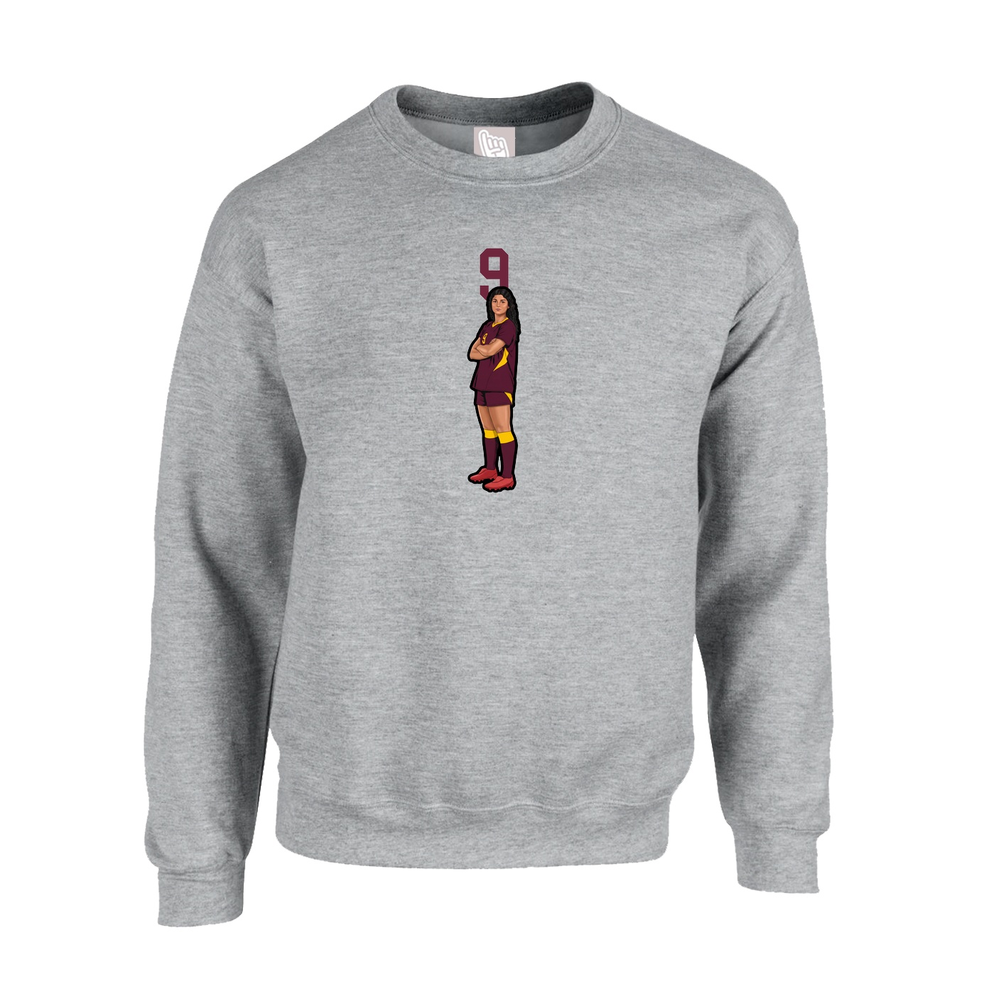 Fleece Crew — Number Top in Grey