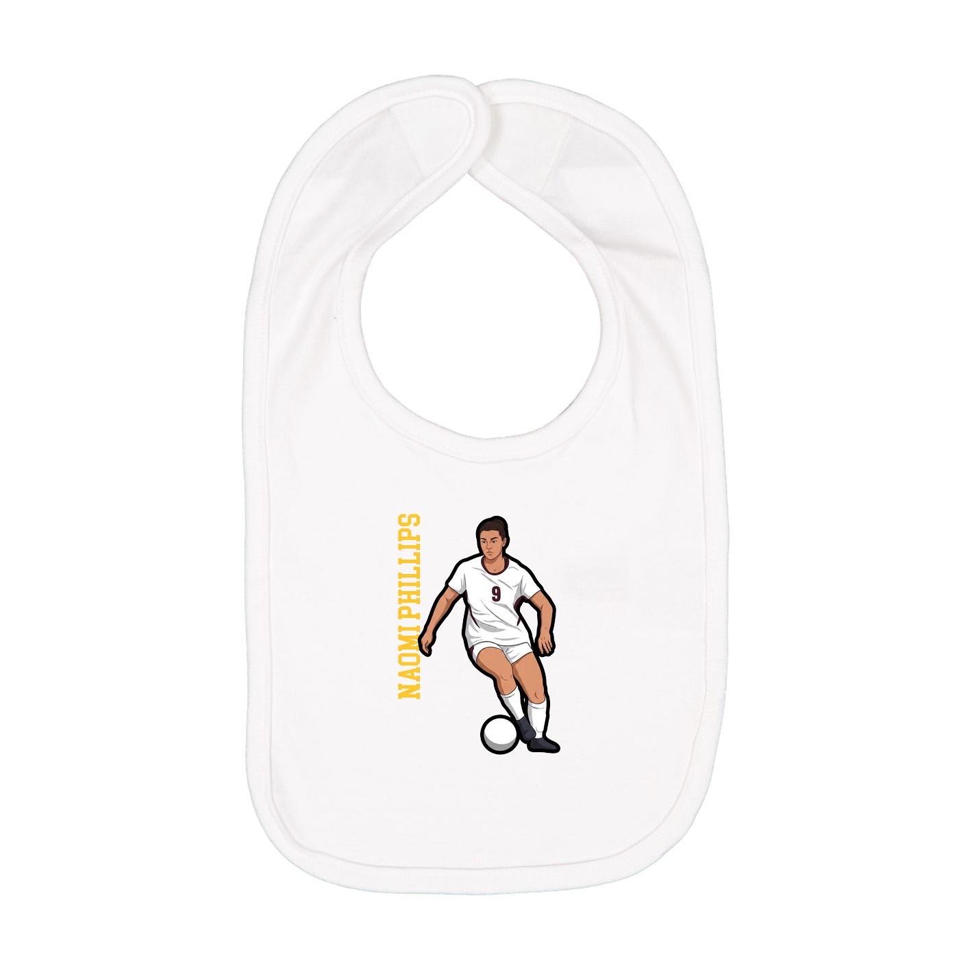 Infant Bib — Name Vertical in White