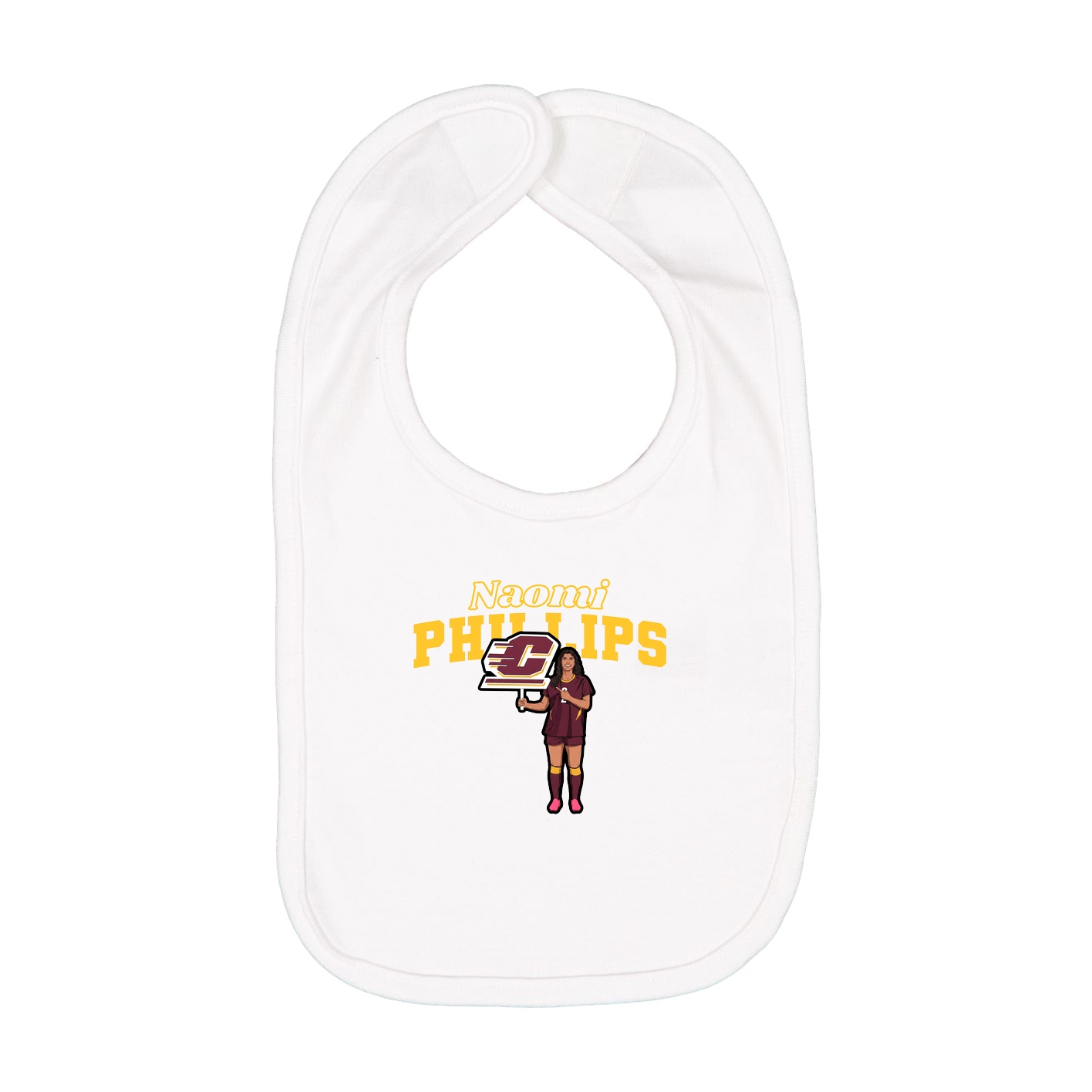 Infant Bib — Name Arch in White
