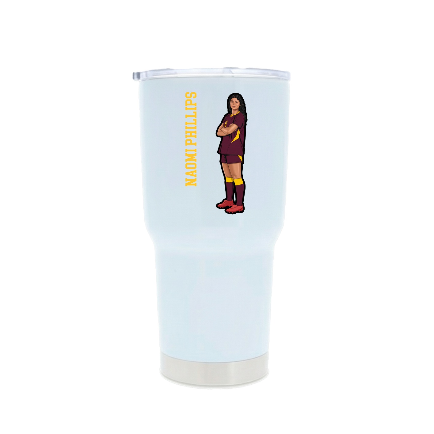 30oz Stainless Steel Tumbler — Name Vertical in White