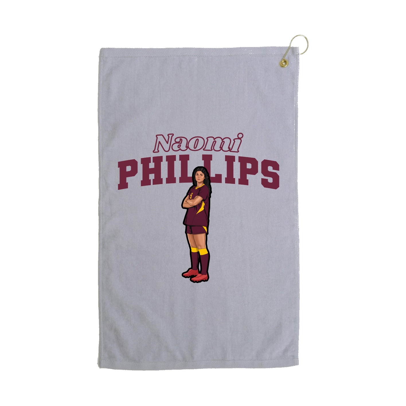 Golf Towel — Name Arch in Grey