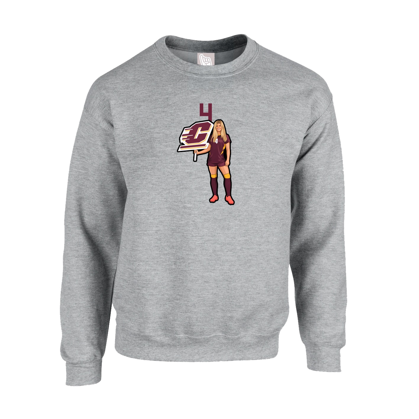 Fleece Crew — Number Top in Grey
