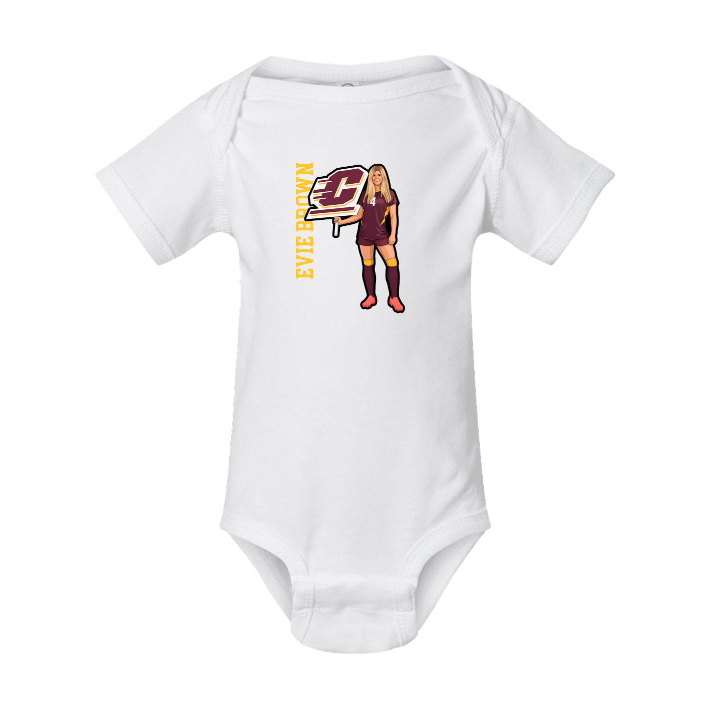 Baby Onesie — Name Vertical in White