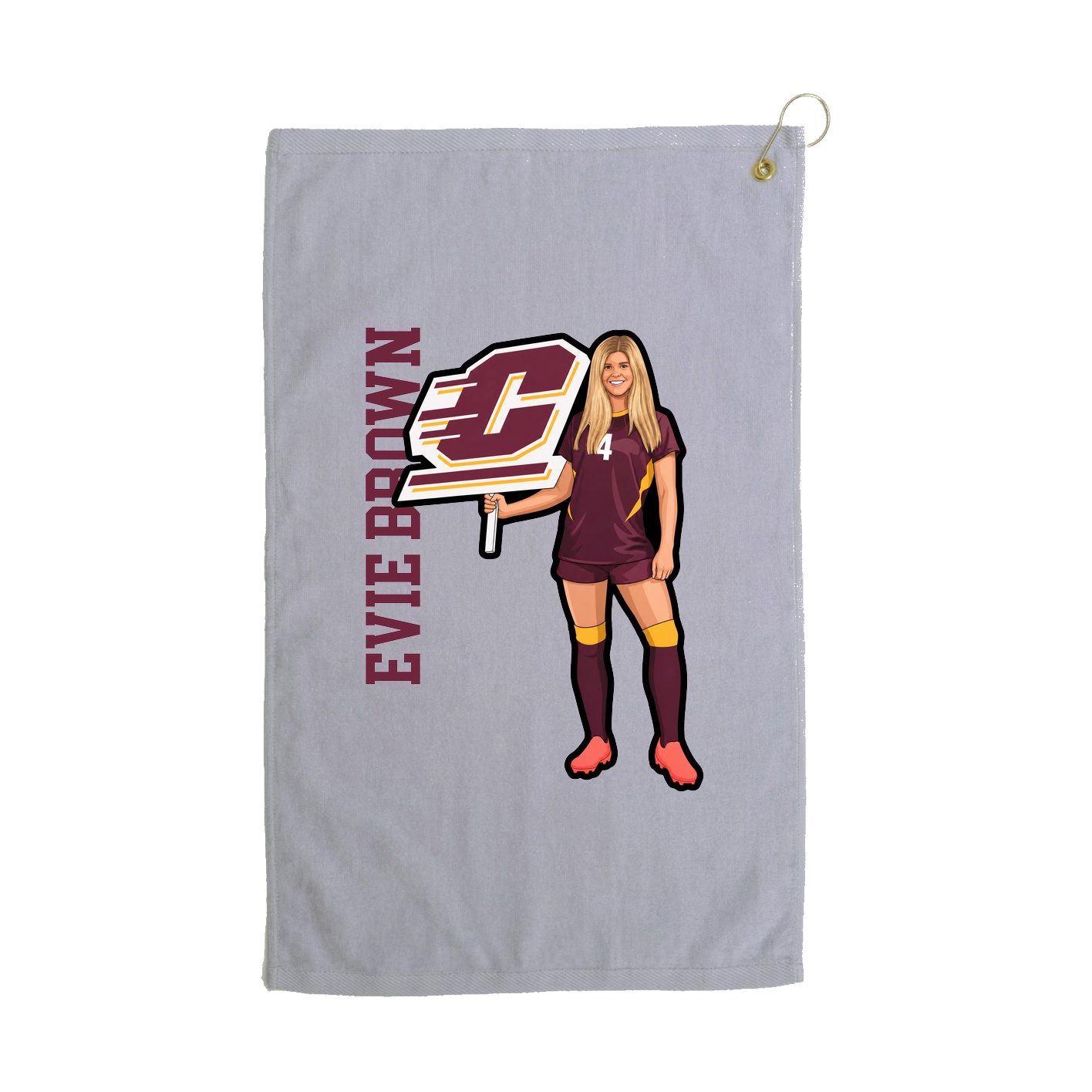 Golf Towel — Name Vertical in Grey