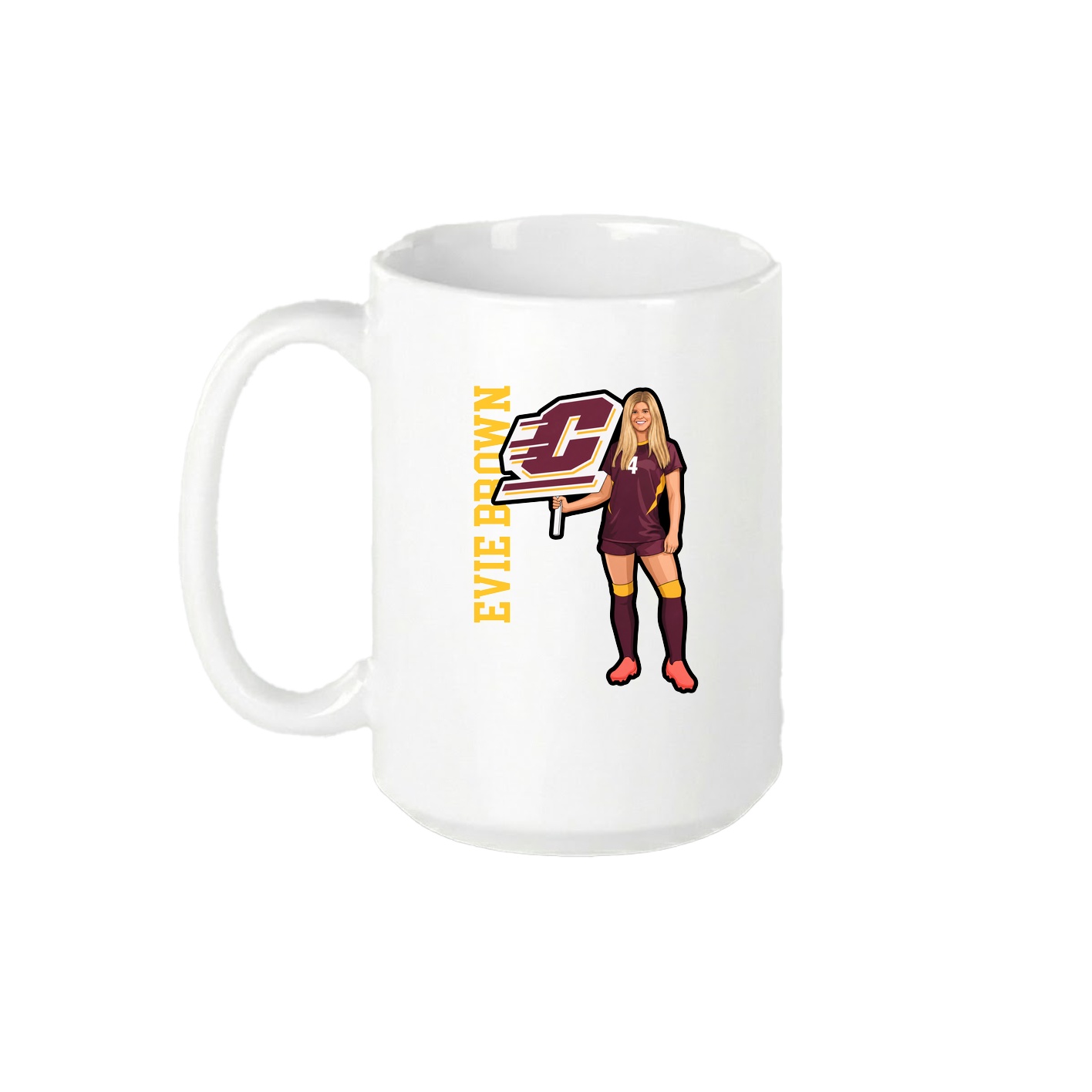 15oz Coffee Mug — Name Vertical in White
