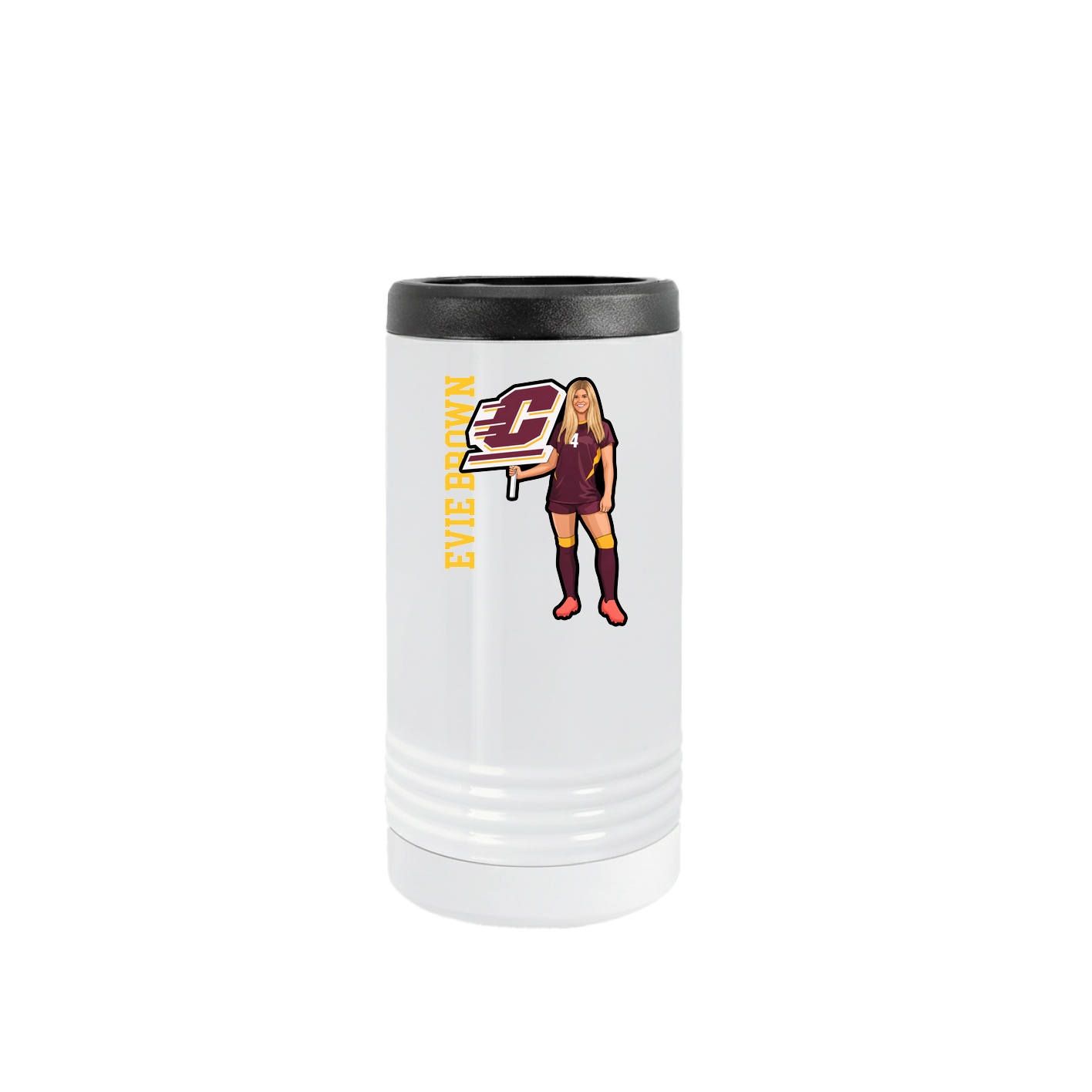 Slim Beverage Holder — Name Vertical in White