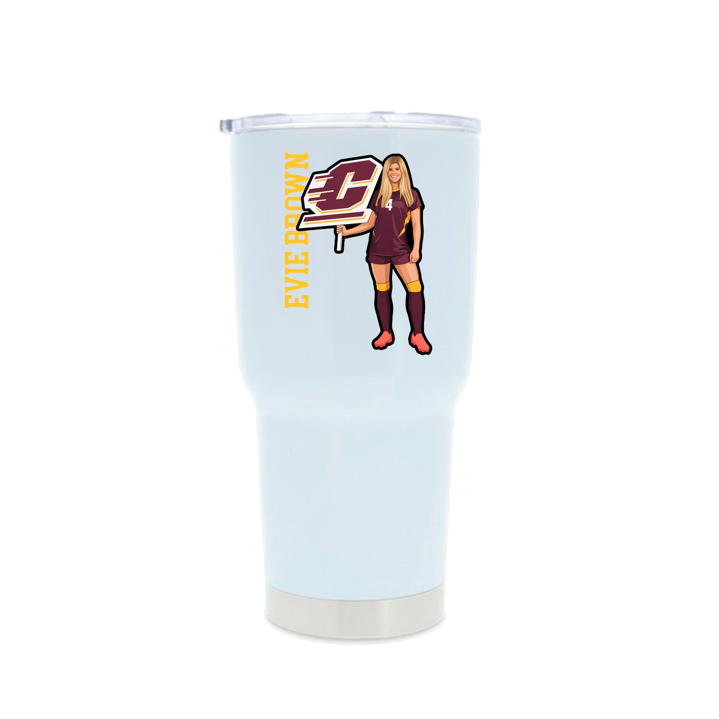 30oz Stainless Steel Tumbler — Name Vertical in White