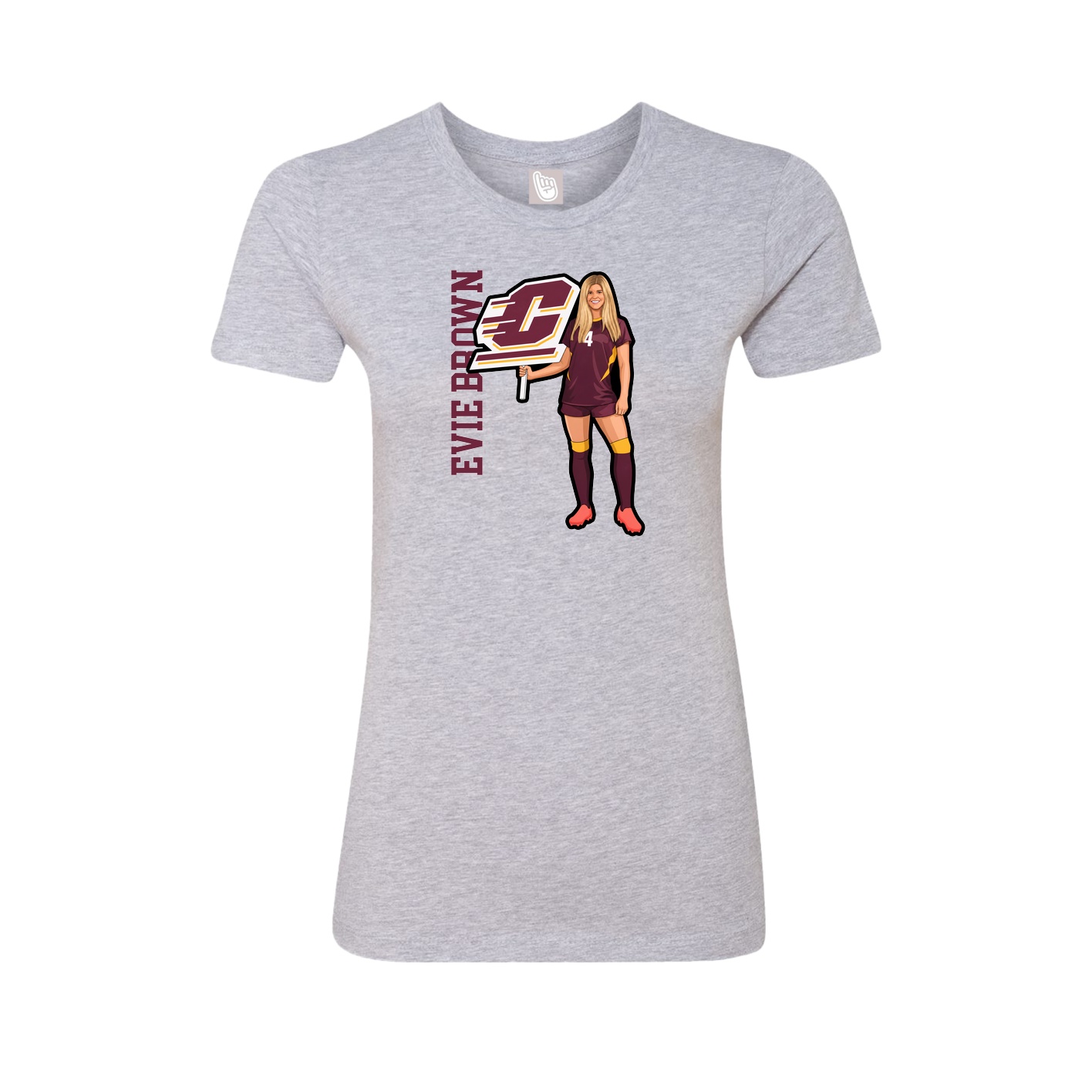 Fitted Women's Tee — Name Vertical in Grey