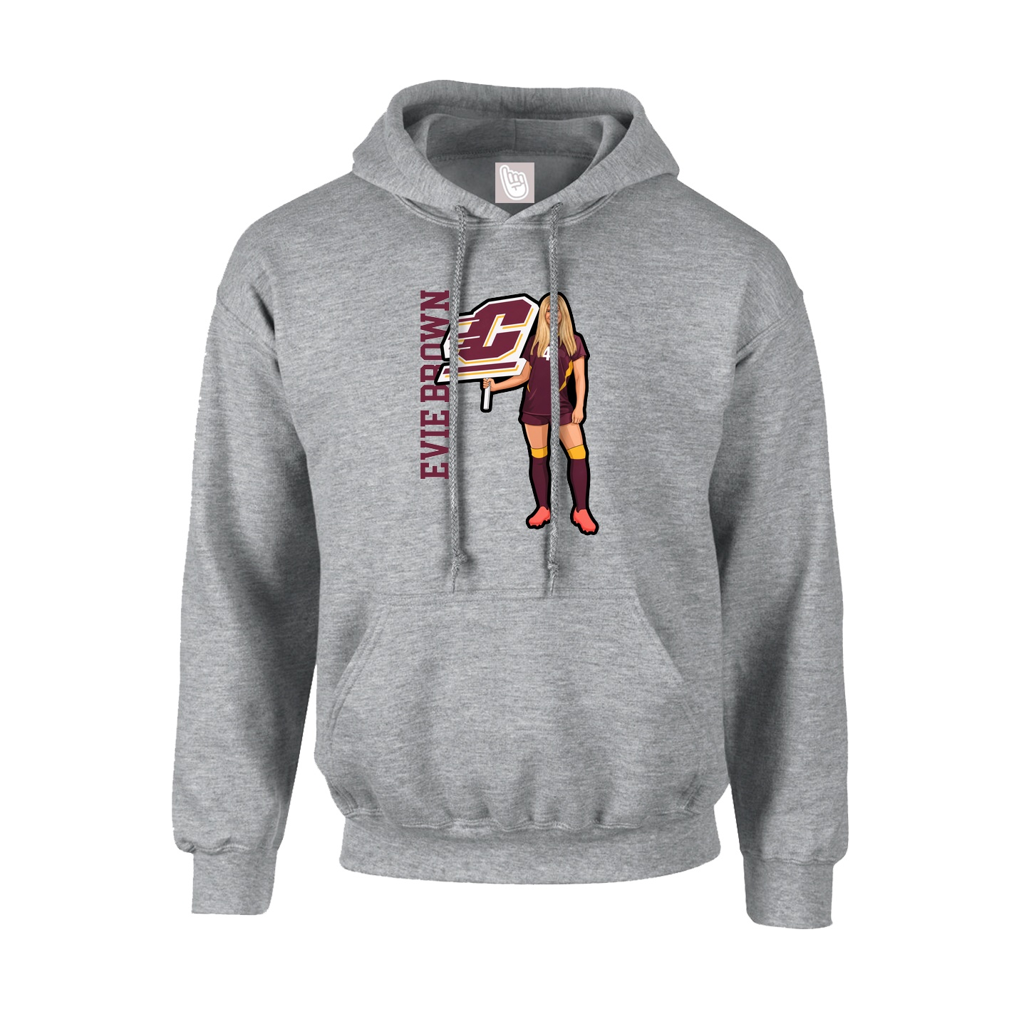 Youth Hoodie — Name Vertical in Grey
