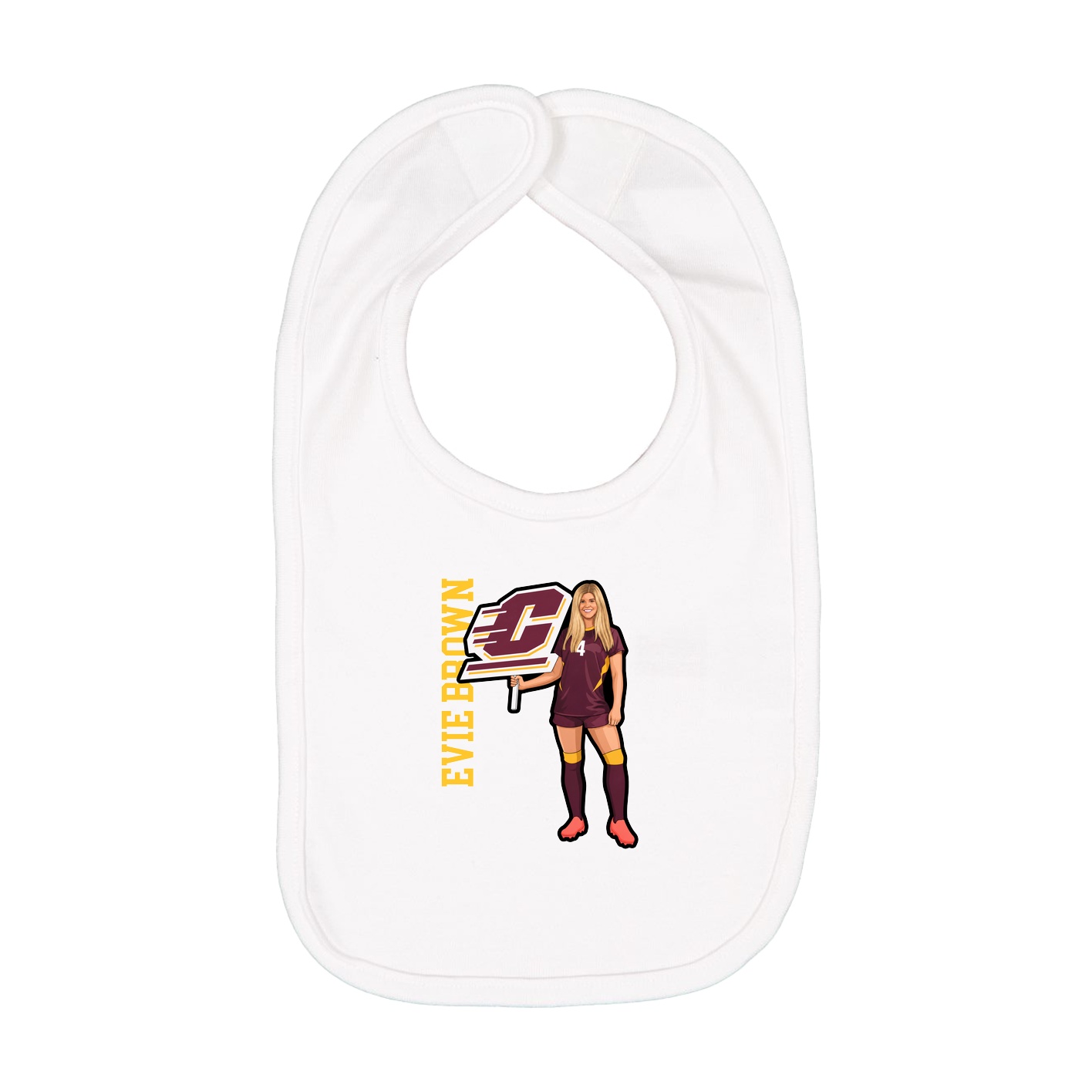 Infant Bib — Name Vertical in White