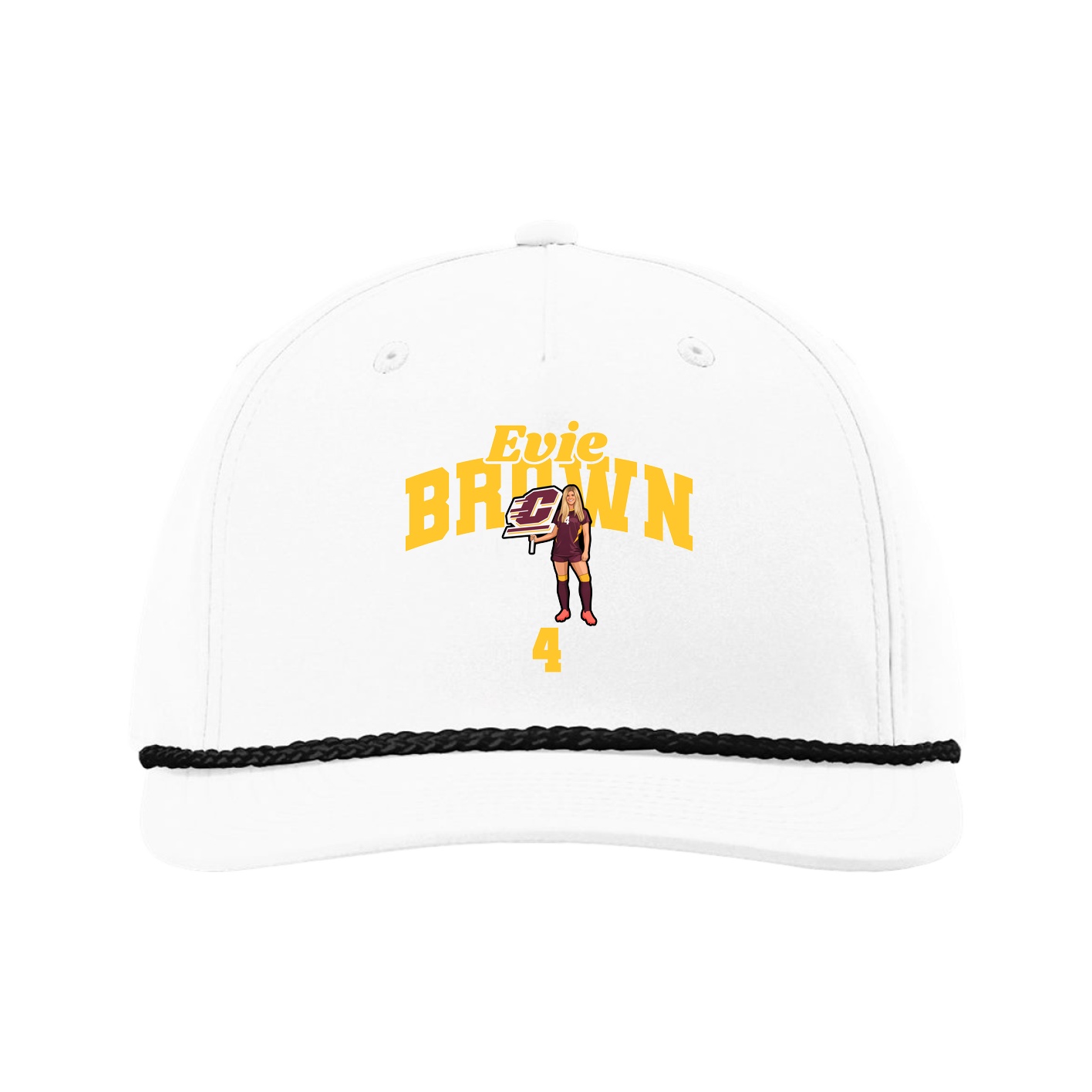 Five-Panel Classic Rope Cap — Signature Arch in White