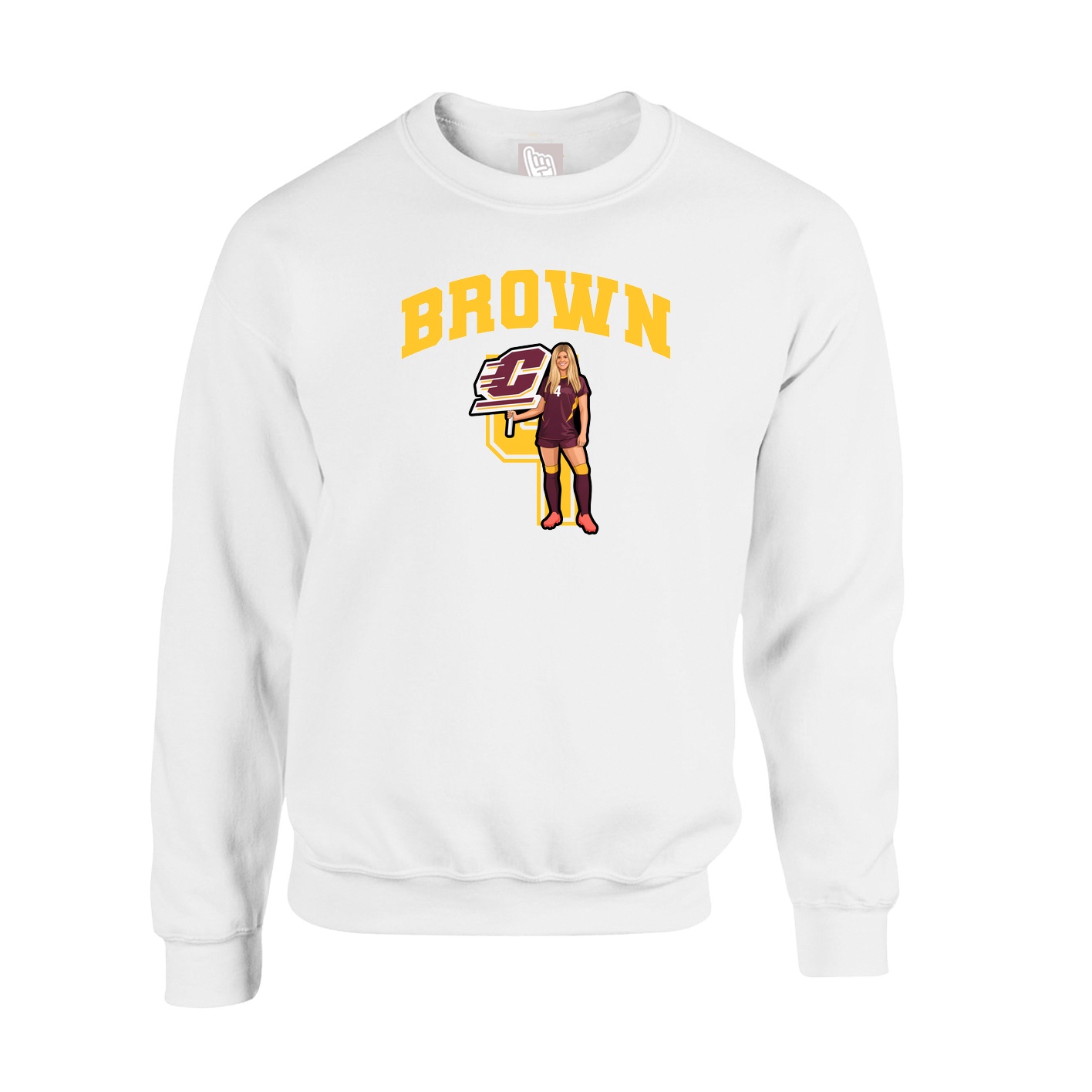 Fleece Crew — Number in White