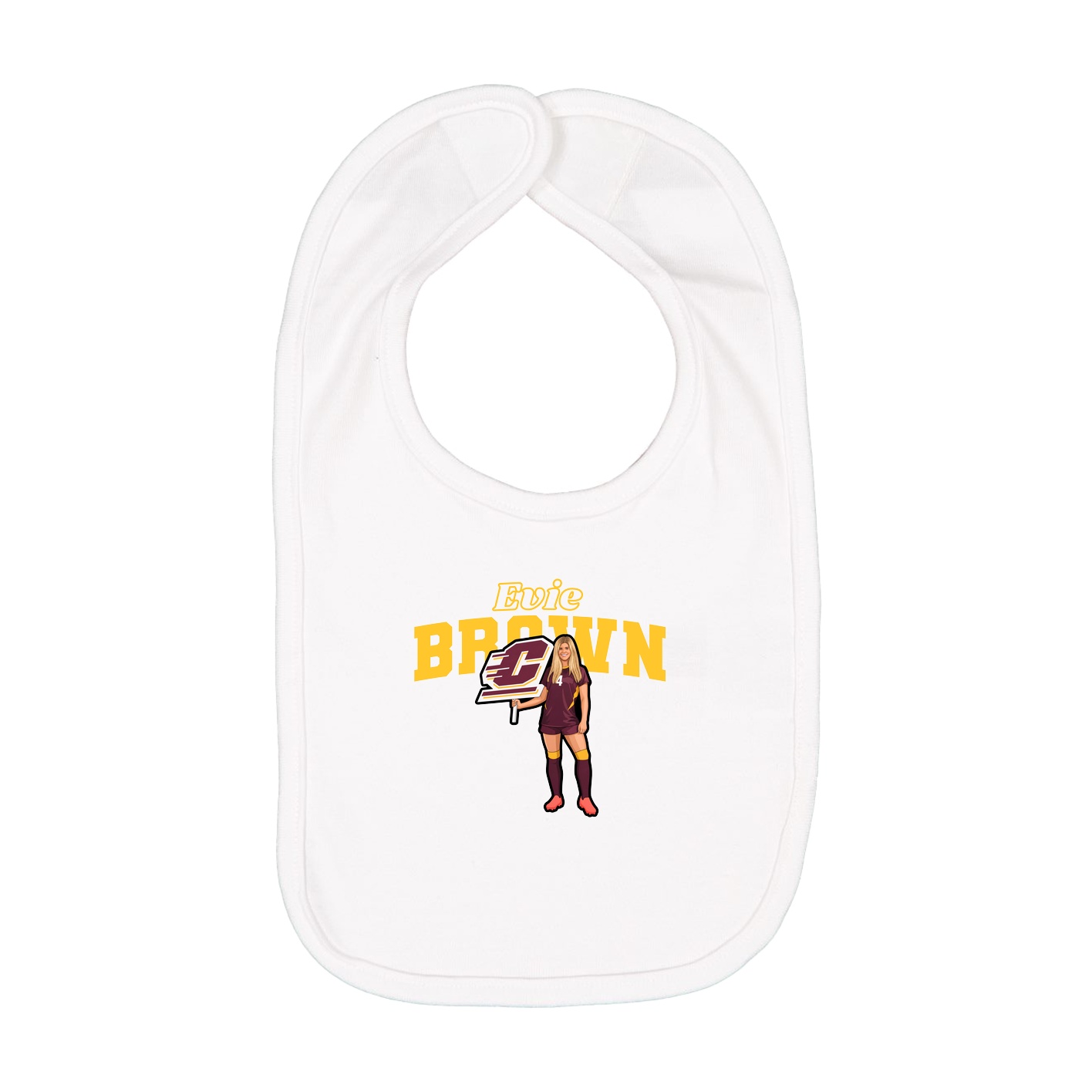 Infant Bib — Name Arch in White