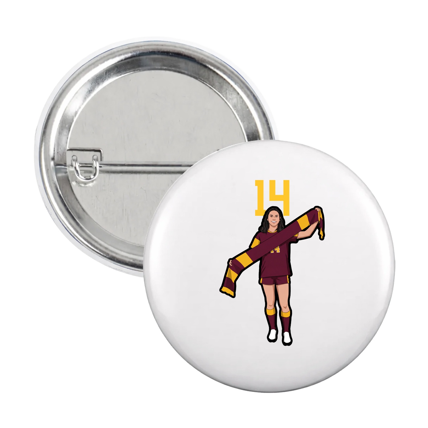 Game Day Button — Number Top in White