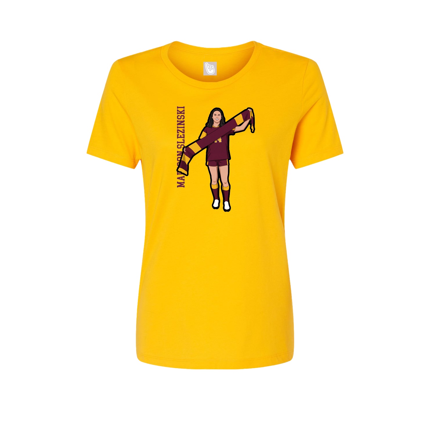 Fitted Women's Tee — Name Vertical in Gold