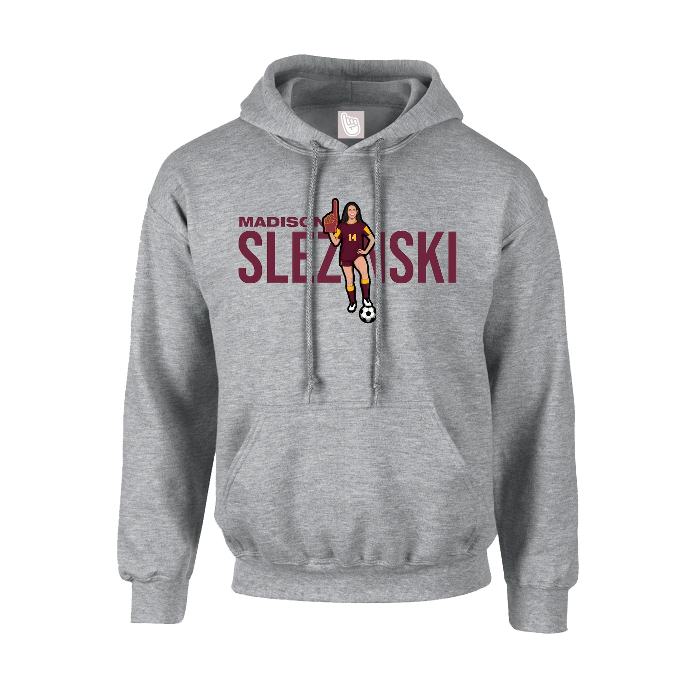 Youth Hoodie — Player Name in Grey