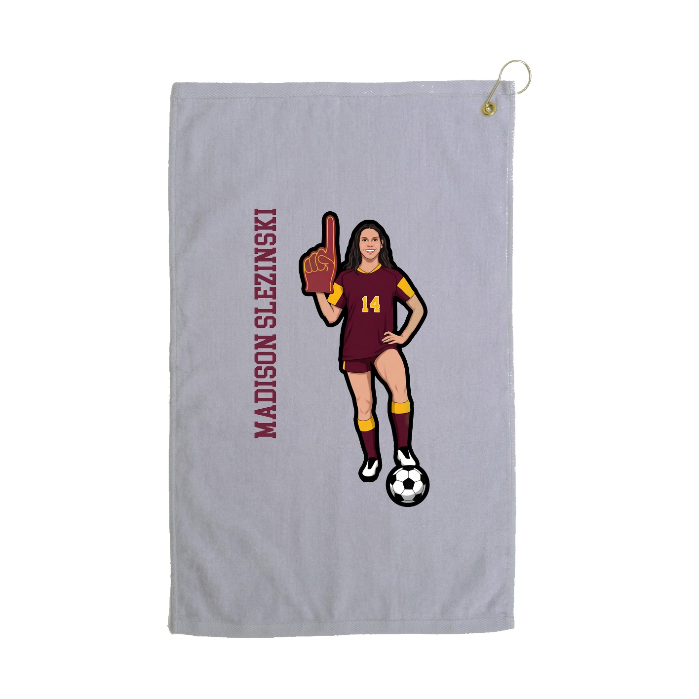 Golf Towel — Name Vertical in Grey