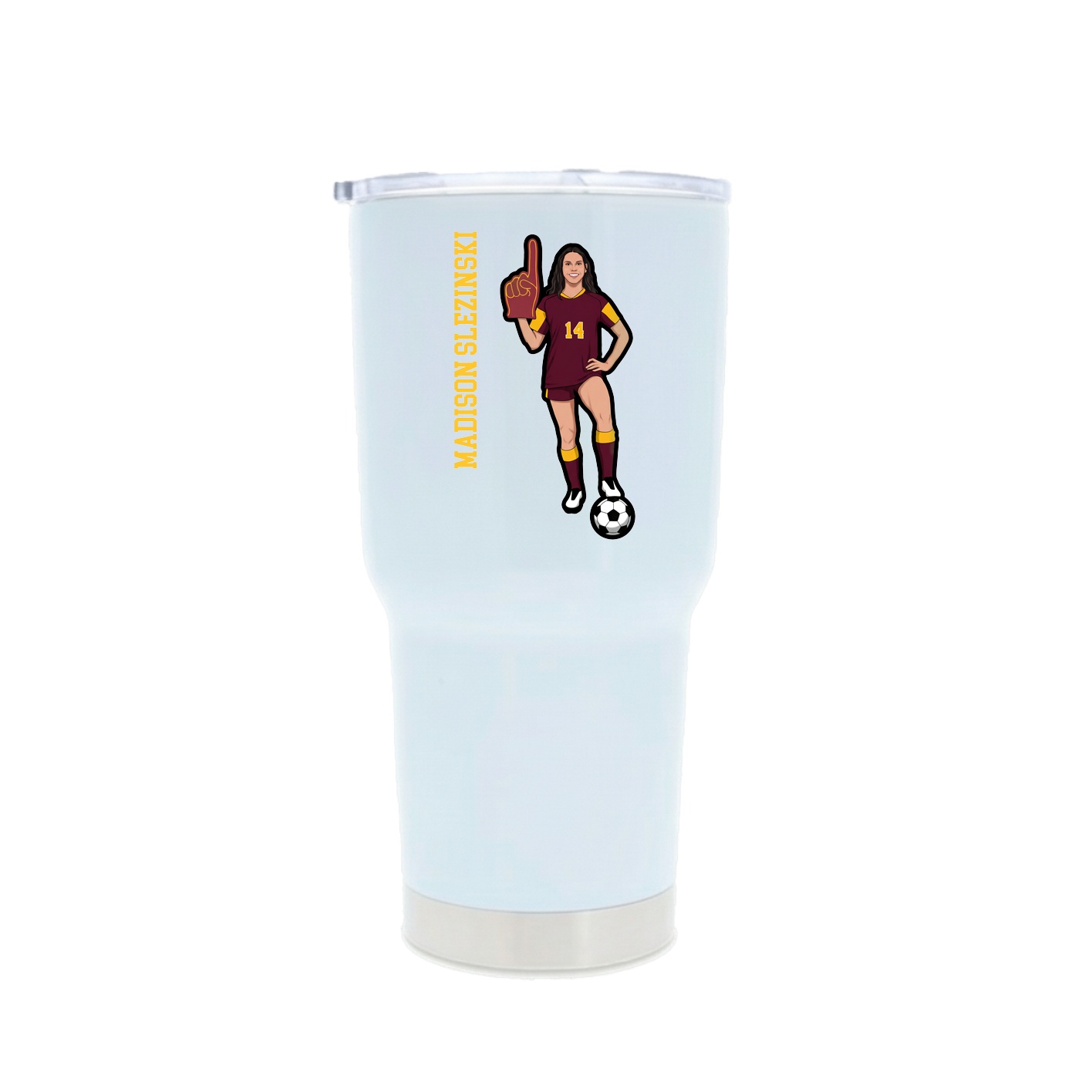 30oz Stainless Steel Tumbler — Name Vertical in White