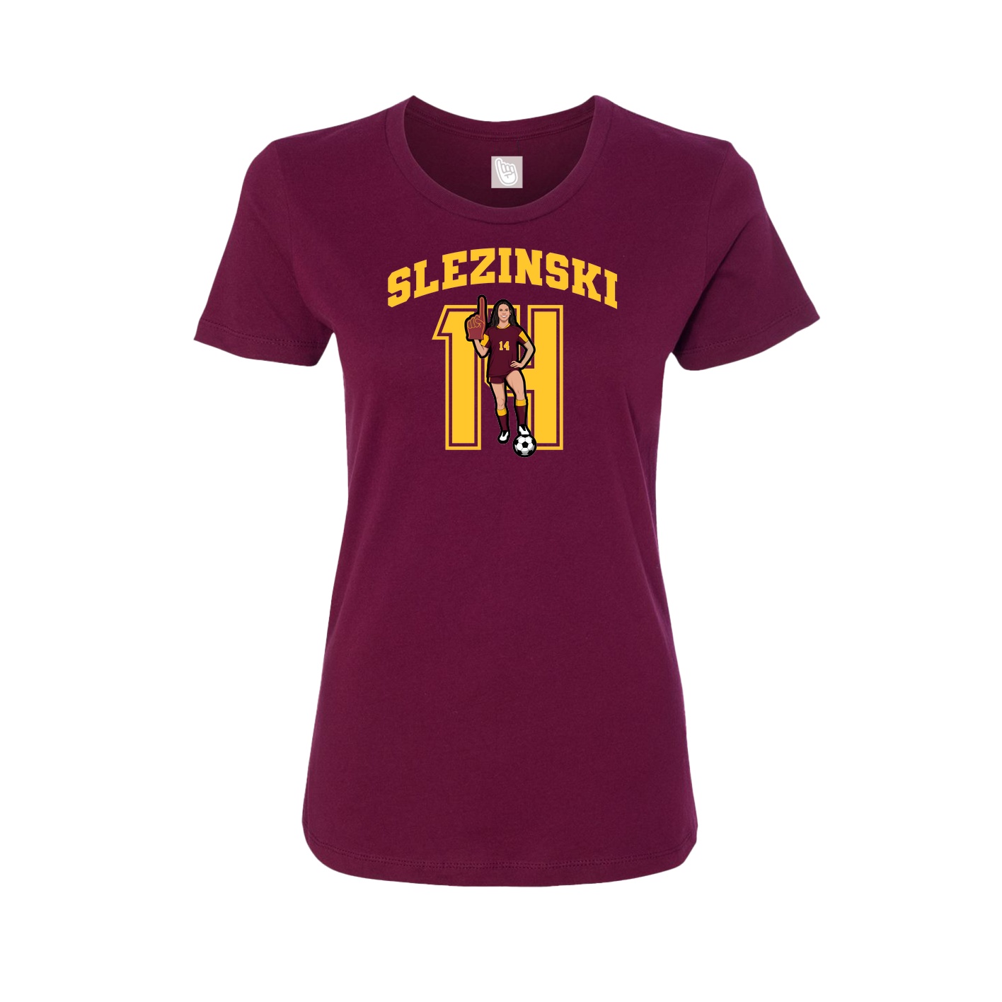 Fitted Women's Tee — Number in Maroon