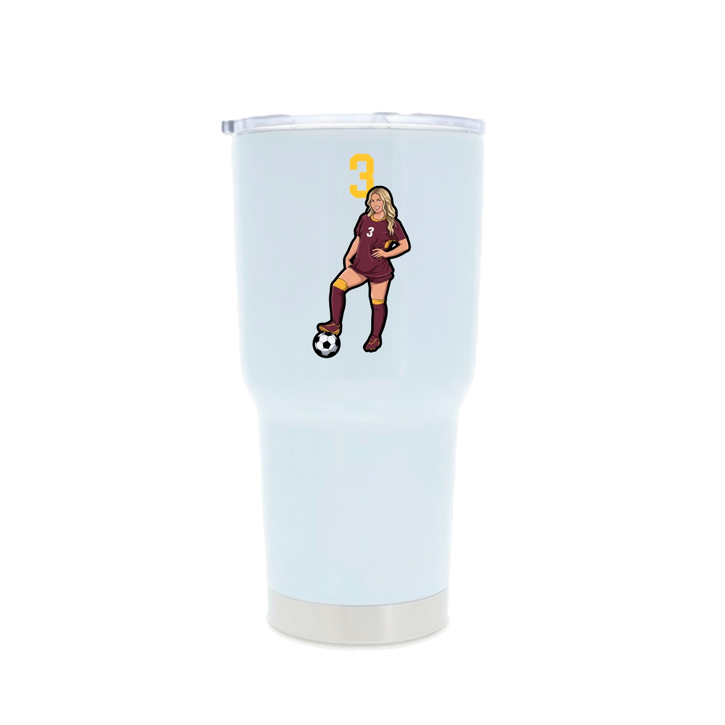 30oz Stainless Steel Tumbler — Number Top in White
