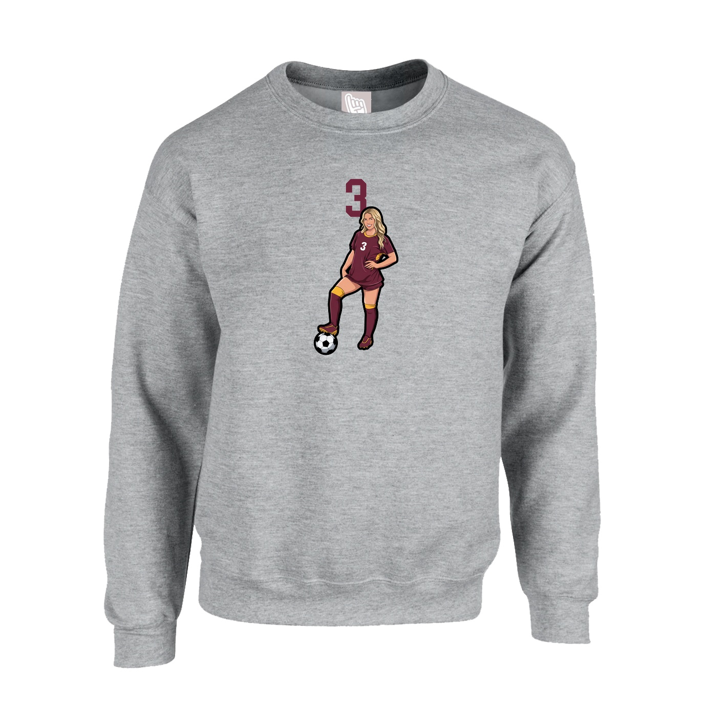 Fleece Crew — Number Top in Grey
