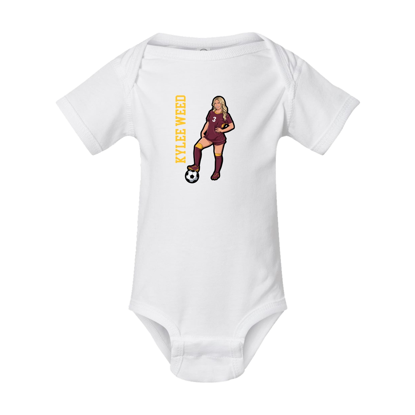 Baby Onesie — Name Vertical in White