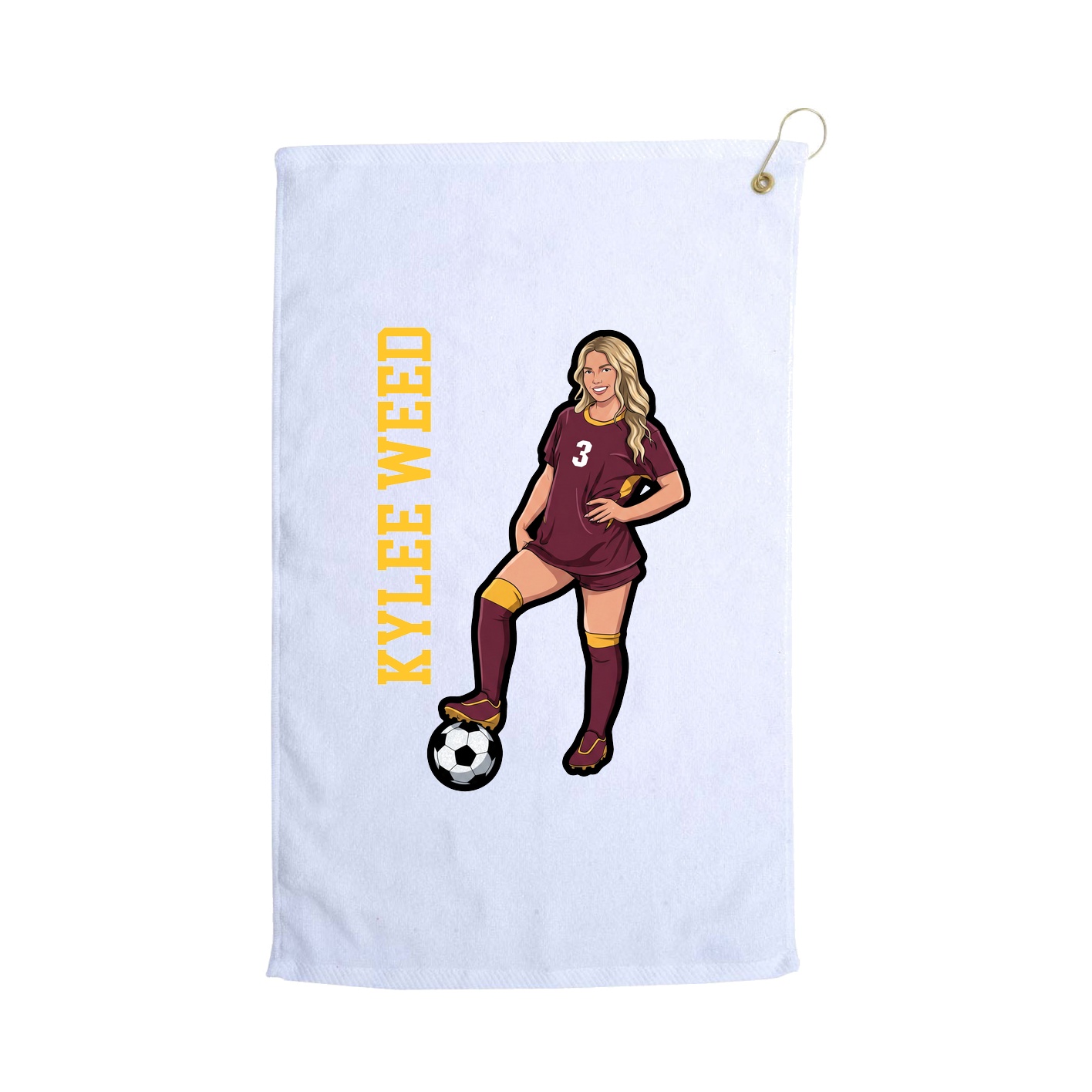 Golf Towel — Name Vertical in White