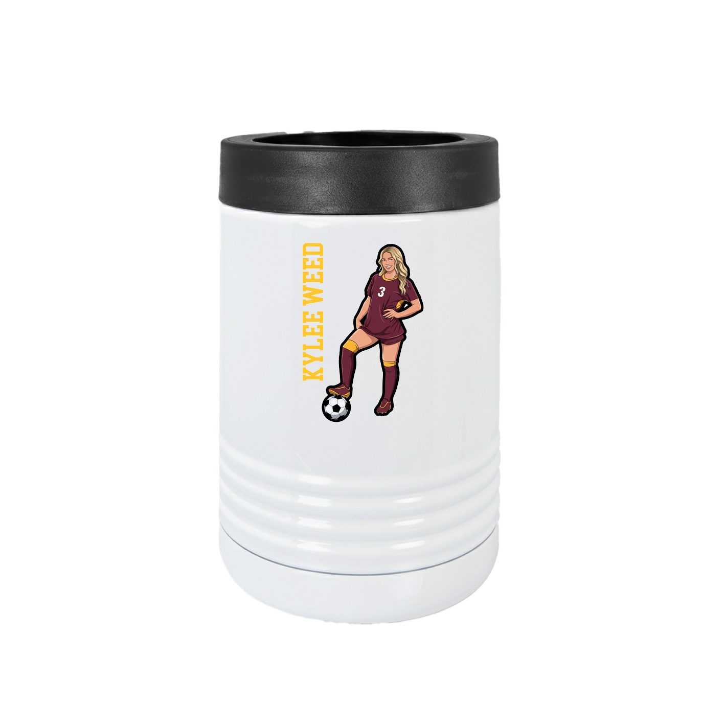 Beverage Holder — Name Vertical in White