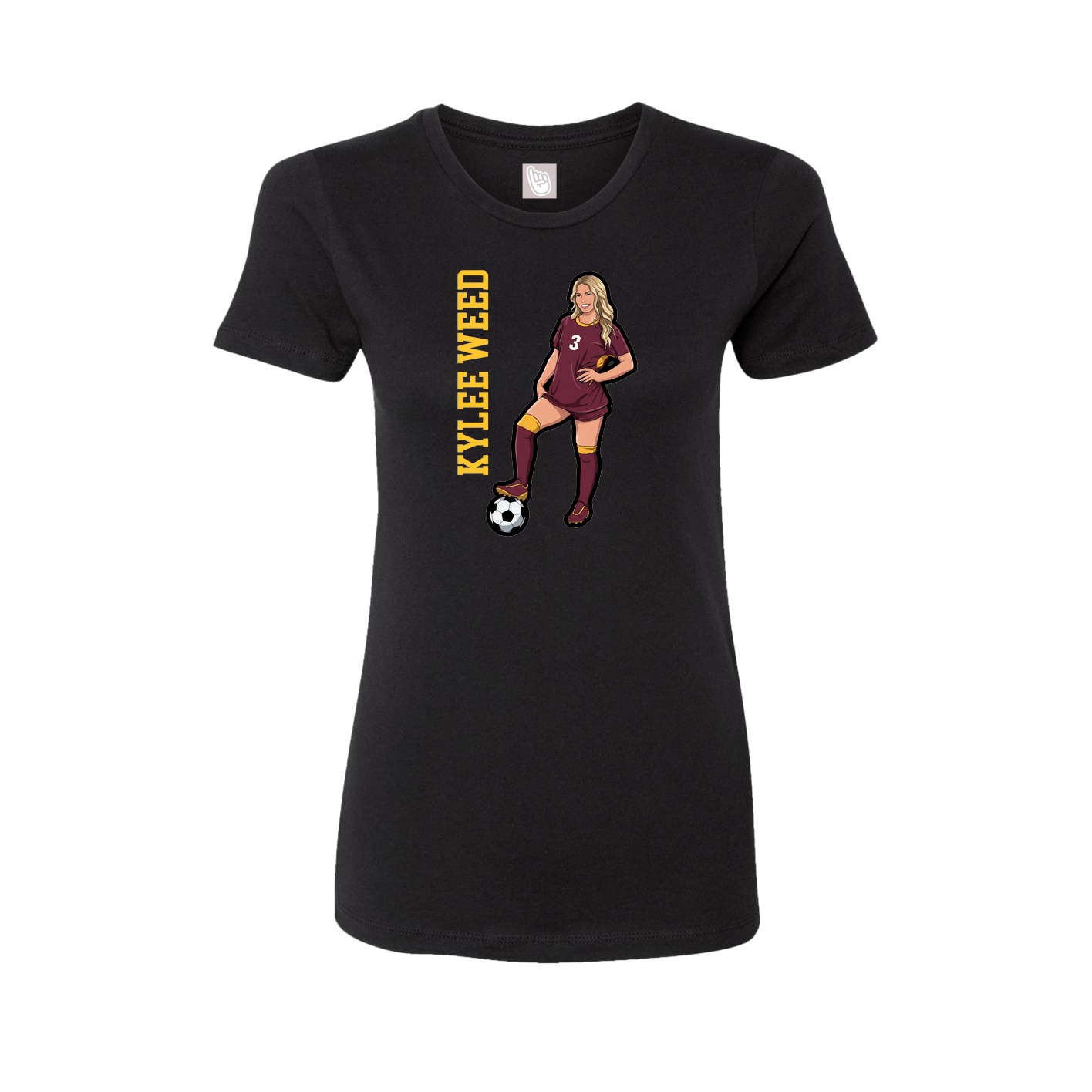 Fitted Women's Tee — Name Vertical in Black